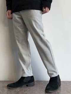 PAT WIDE EASY PANTS / RC30-ST-036 / ベルト付きテーパードワイドパンツ / グレーウール