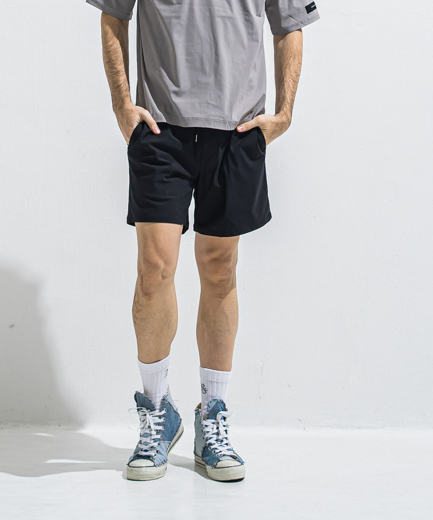 TV NYLON SHORTS / RC40-HP-004 / リラックスナイロンショーツ / ブラック (6月上旬入荷予定)