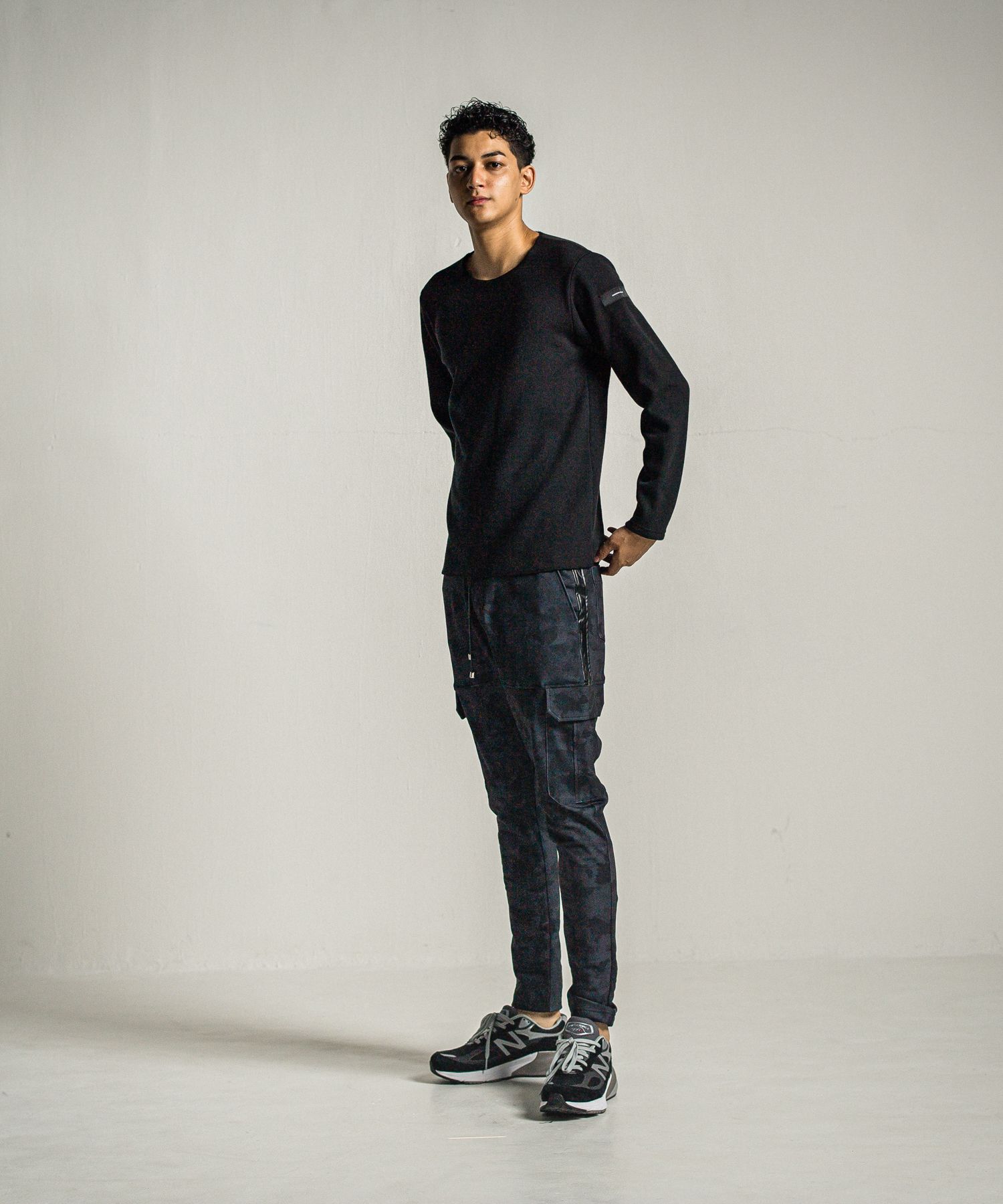VELOURS FLEECE NEO THERMAL / RC34-C-001 / 裏起毛サーマルロングTシャツ / ブラック