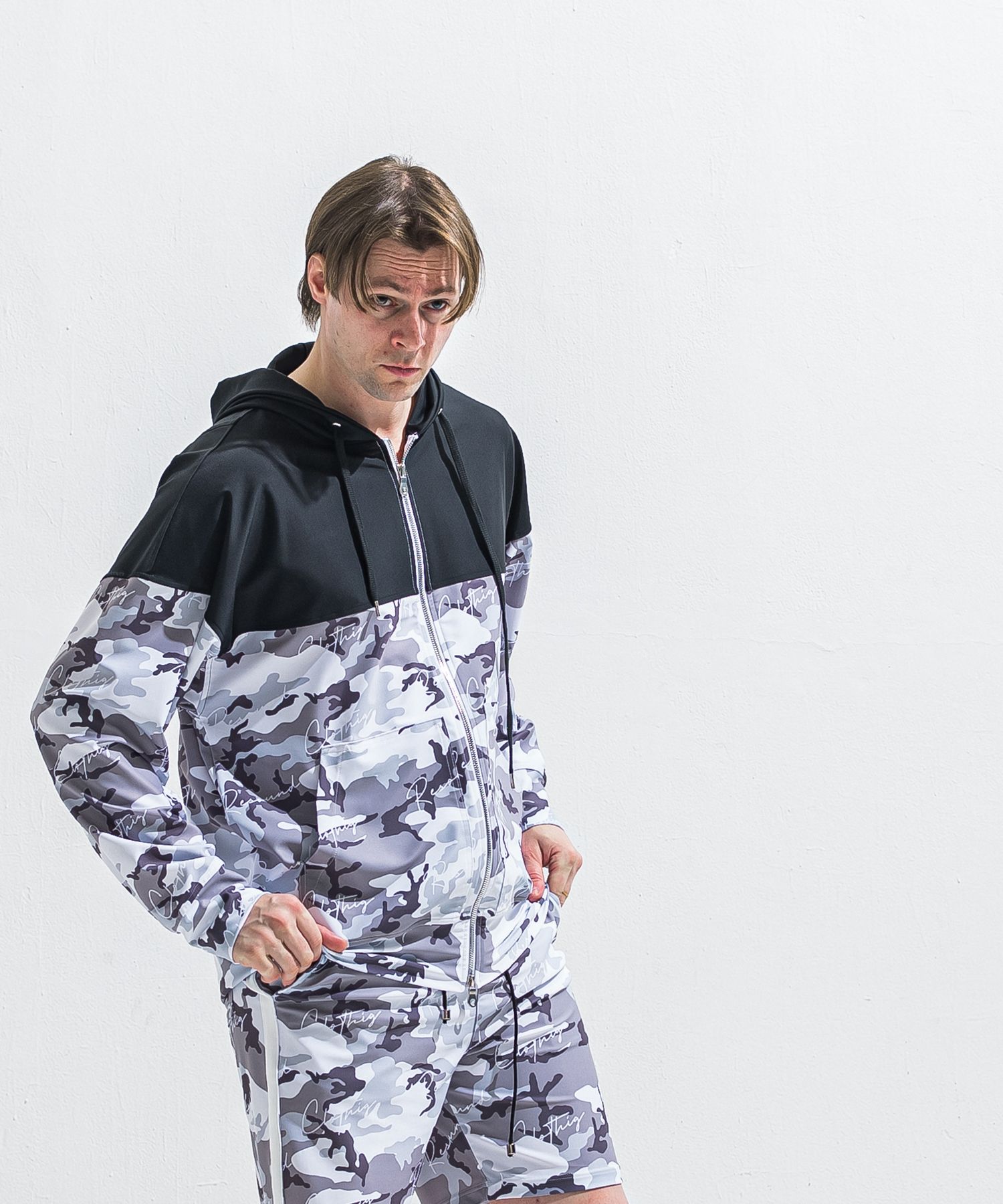 RUSH OVER ZIPUP HOODIE / RC40-C-001 / ラッシュガードパーカー / カモフラブラック (5月下旬入荷予定)