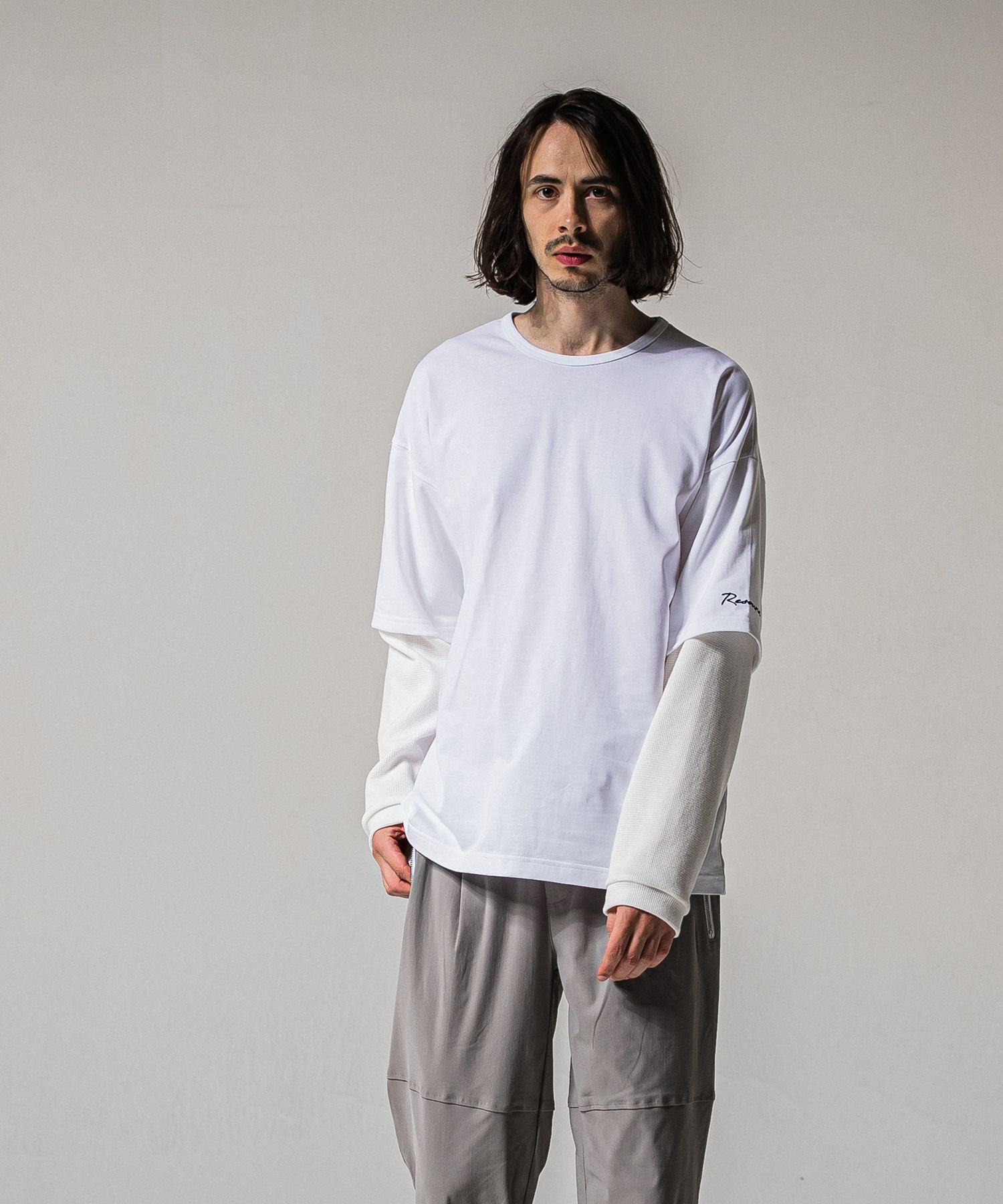 FAKE LAYERED WAFFLE LONG SLEEVE / RC39-T-007 / サーマルレイヤードロングスリーブTシャツ / ホワイト (1月下旬入荷予定)