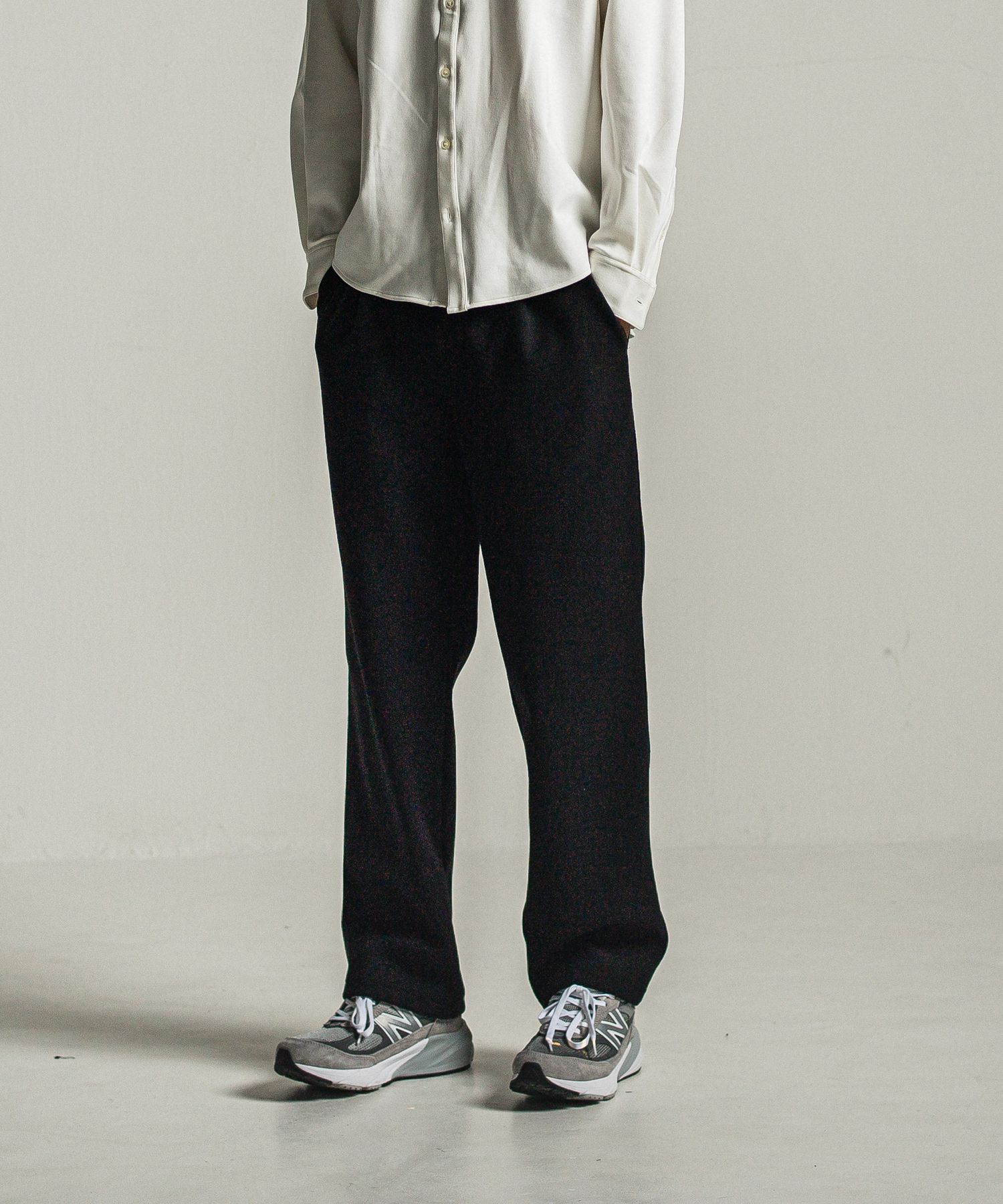 MELTON WIDE TUCK PANTS / RC34-ST-016WT / メルトンワイドタックパンツ / ブラック