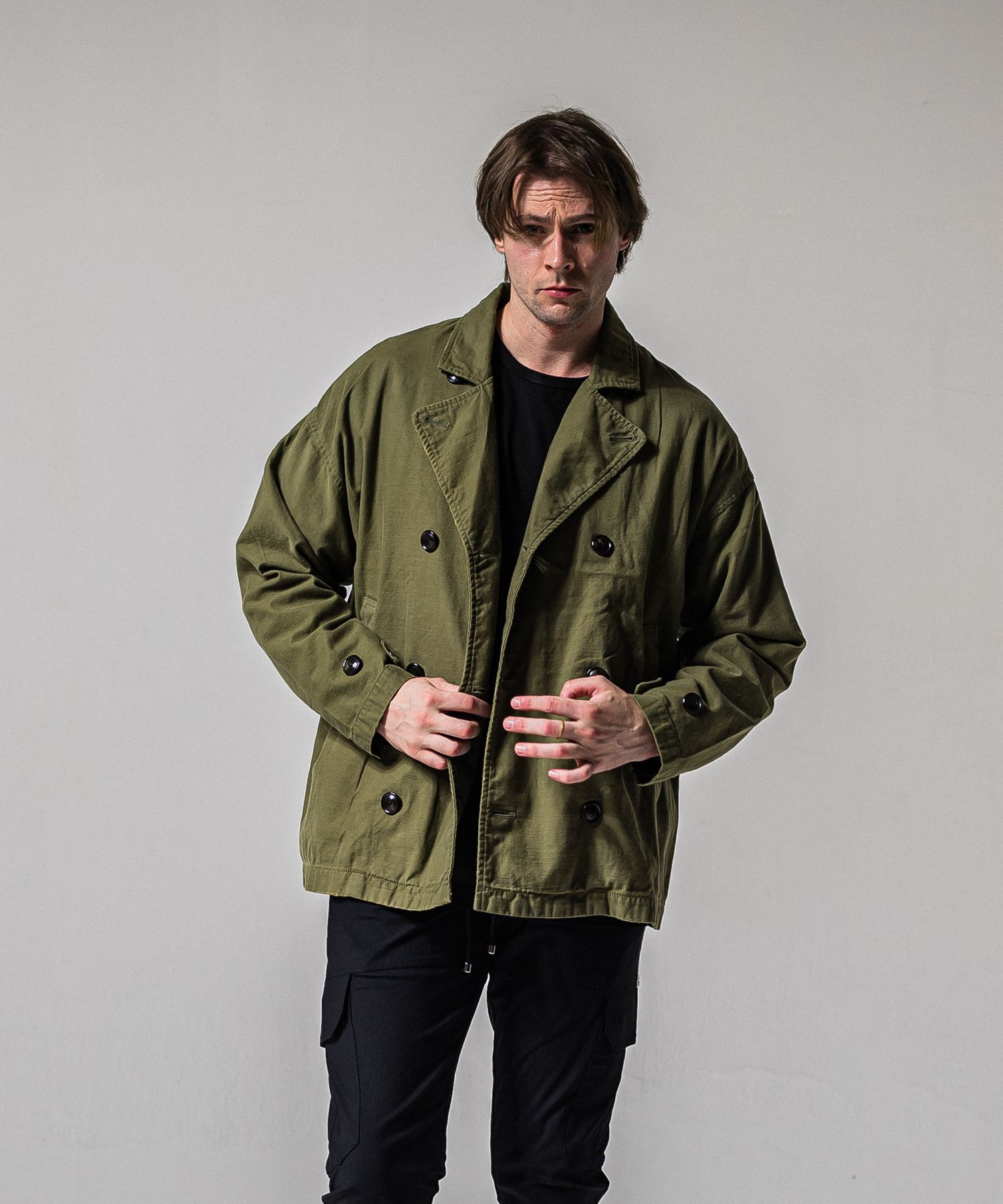 MV OVER PCOAT / RC39-JK-006 / ミリタリーピーコートジャケット / カーキ (2月上旬入荷予定)