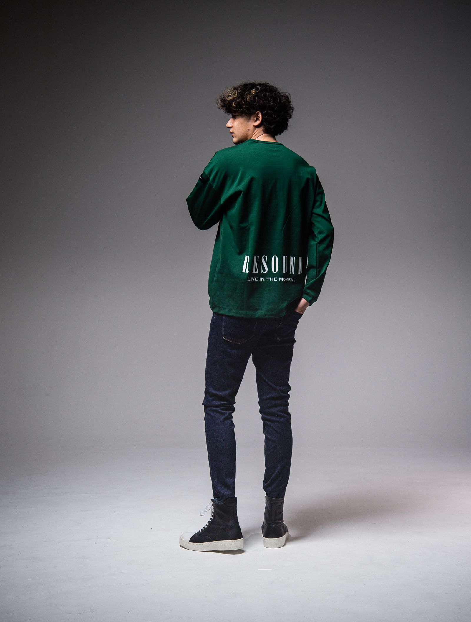 BACK ID ROGO LONG SLEEVE / RC25-T-001 / バックロゴビッグロングTシャツ / グリーン ※