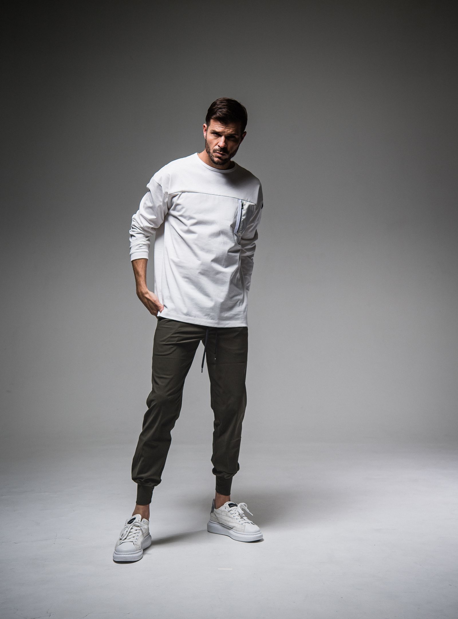 NYLON POCKET LOOSE LONG SLEEVE / RC25-T-002 / ナイロンポケットビッグロングTシャツ / ホワイト※