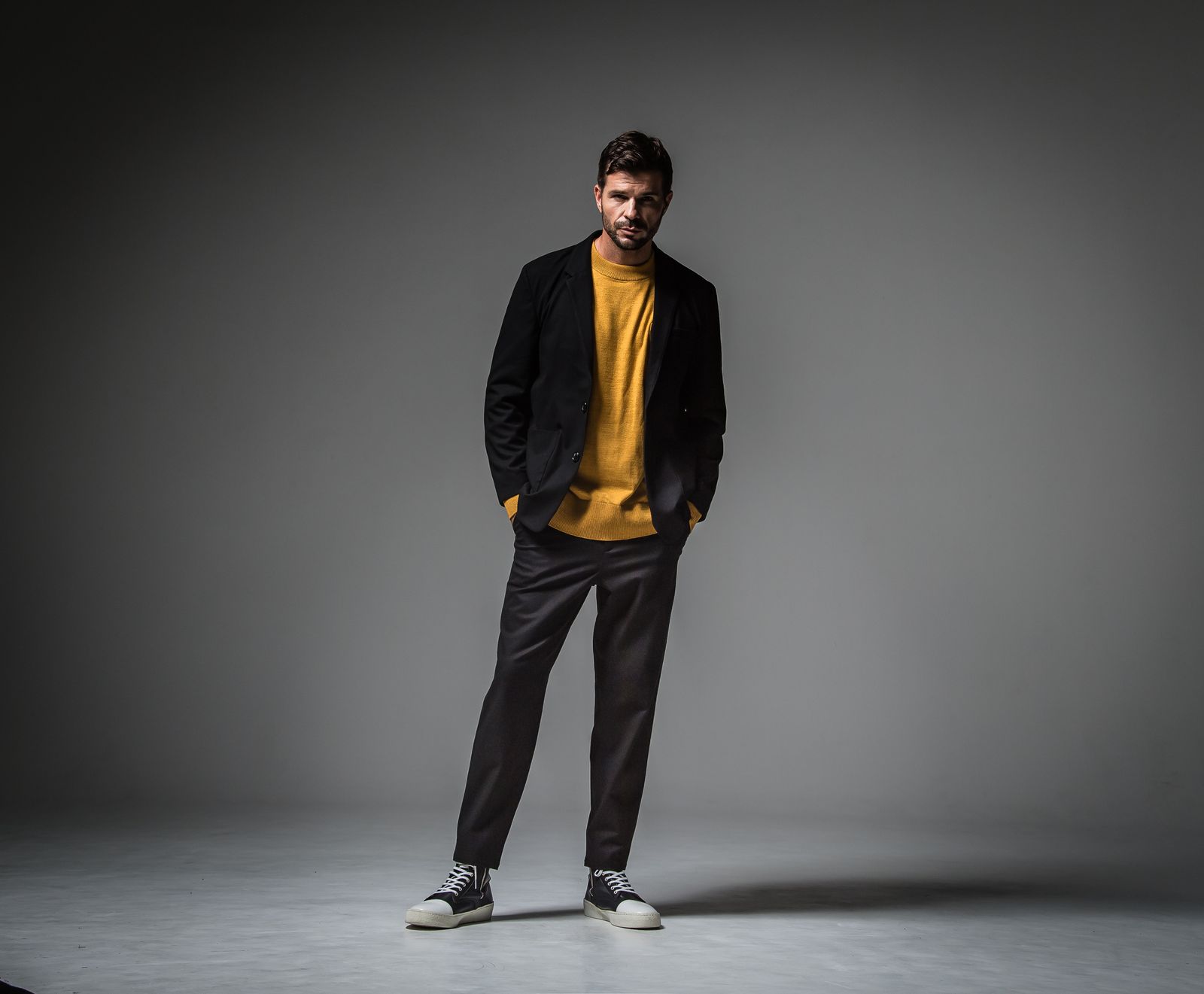 PAT WIDE EASY PANTS / RC30-ST-036 / ベルト付きテーパードワイドパンツ / ブラックウール
