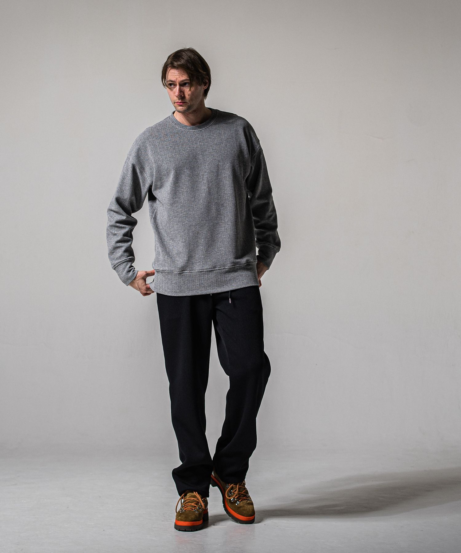 AZE WIDE TUCK PANTS / RC39-ST-016WT2 / 高機能畦編みニットワイドタックパンツ / ブラック (1月中旬入荷予定)