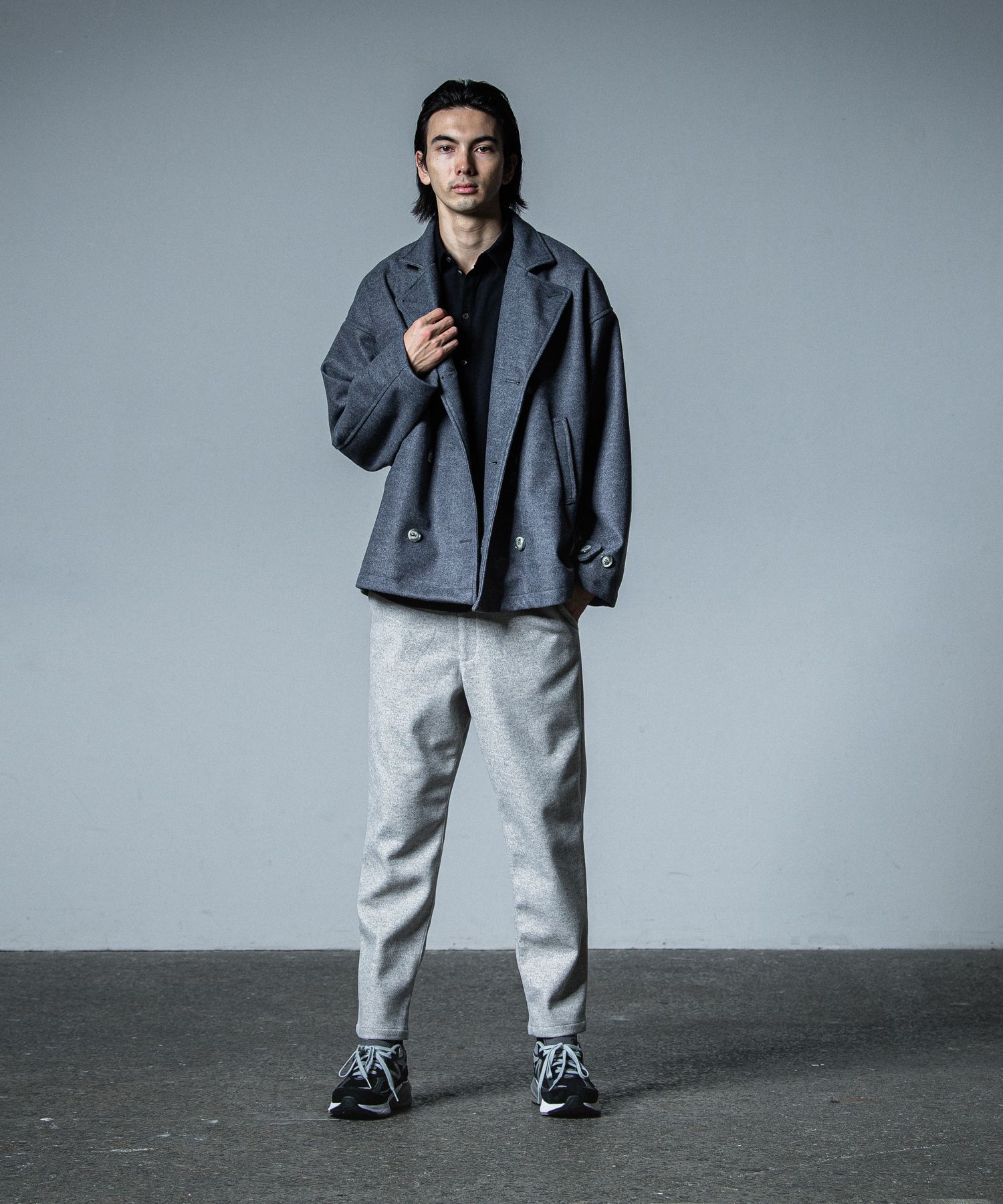 PAT WIDE EASY PANTS / RC33-ST-036BN / ワイドテーパードパンツ / グレーメルトン
