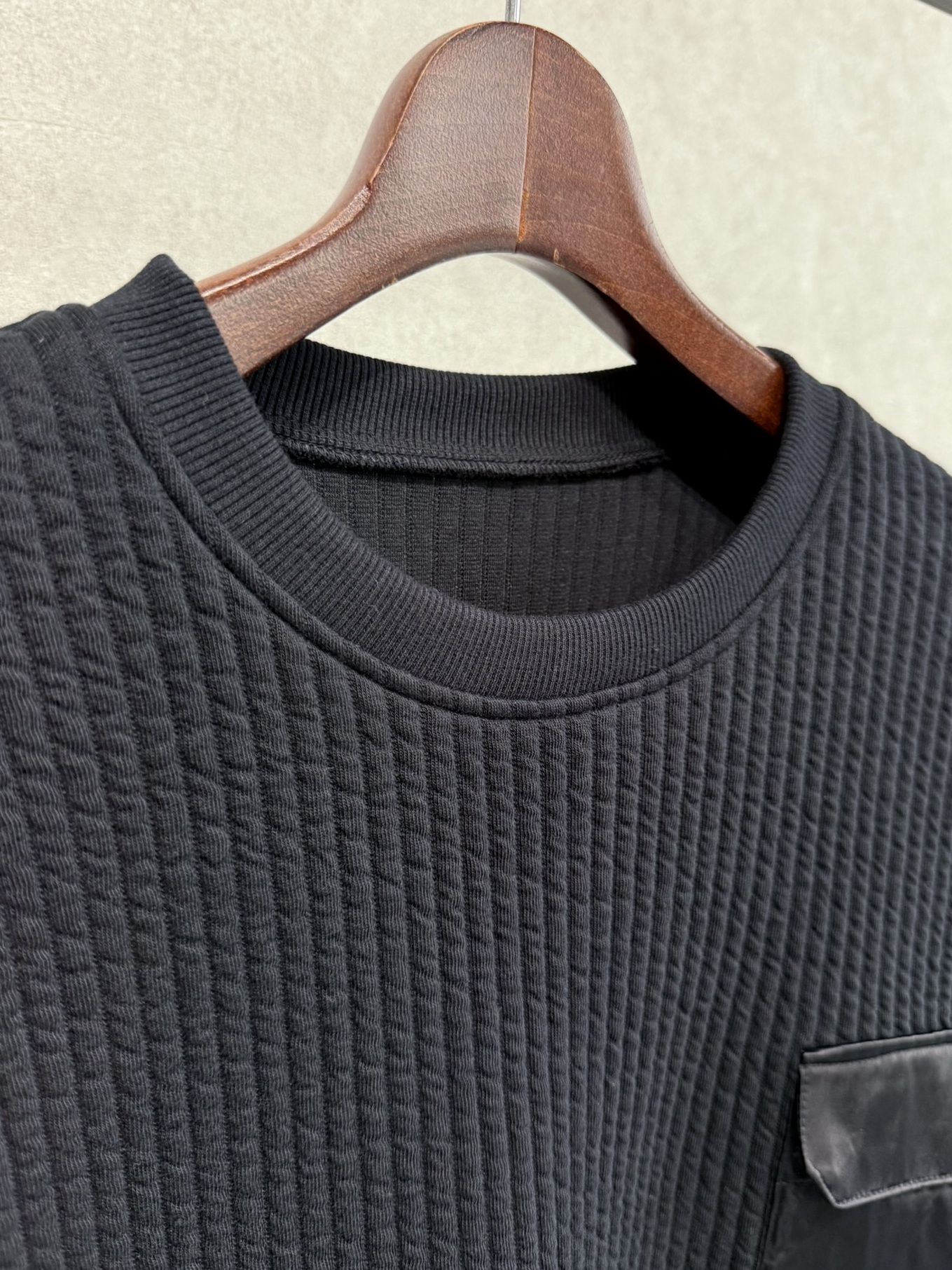 STRIPE QUILTING DROP TRAINER / RC37-C-003 / ストライプキルティングトレーナー / ブラック