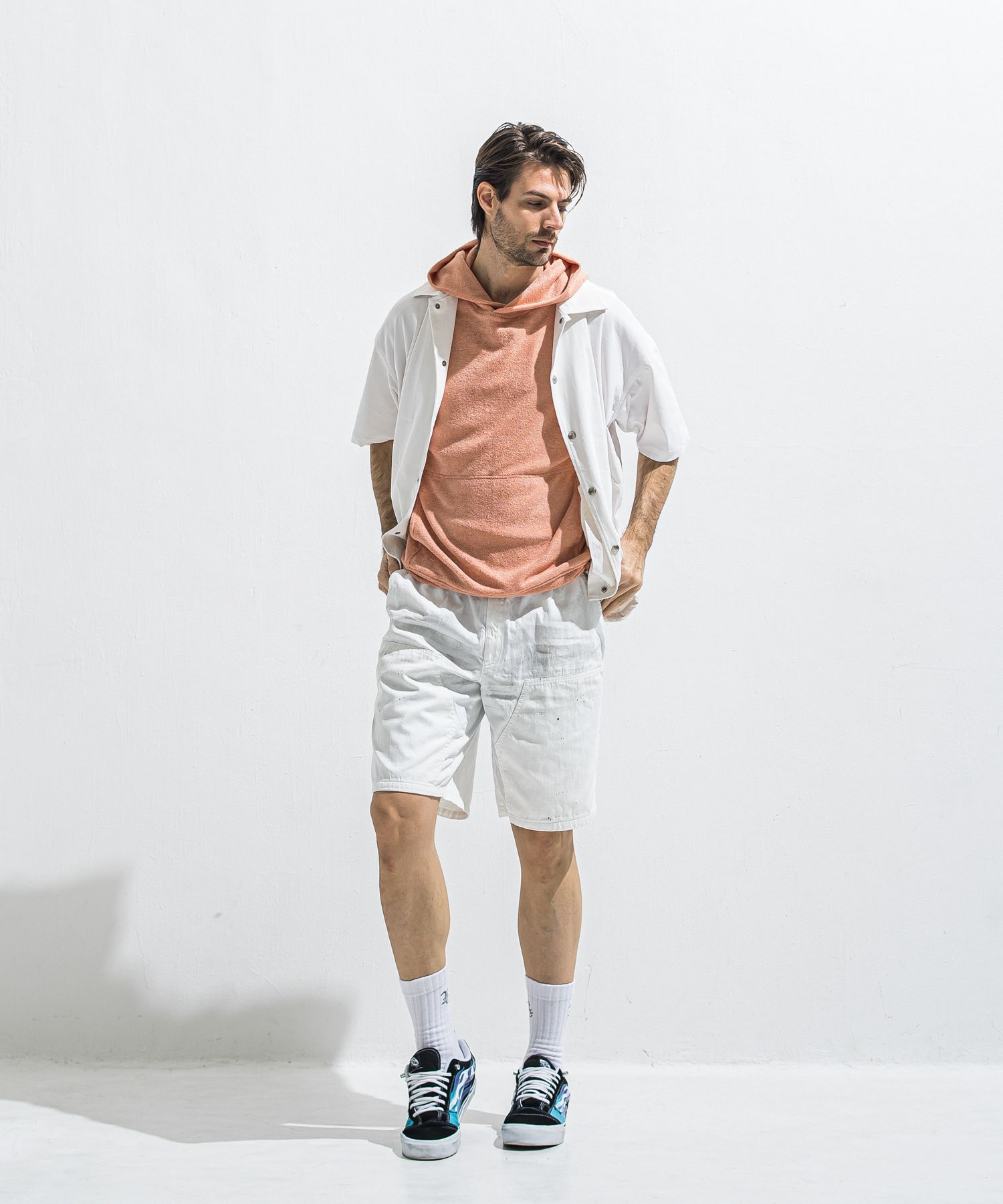 DOUBLE KNEE SHORTS / RC40-HP-007 / ダブルニーデニムハーフパンツ / ホワイト (6月上旬入荷予定)