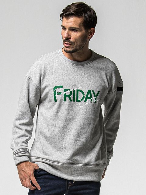 【FRIDAYコラボ】 FRIDAY OLD LOGO VELOURS FLEECE TRAINER / RCF1-C-003 / 裏起毛FRIDAYオールドロゴトレーナー / グレー (11月上旬入荷予定)
