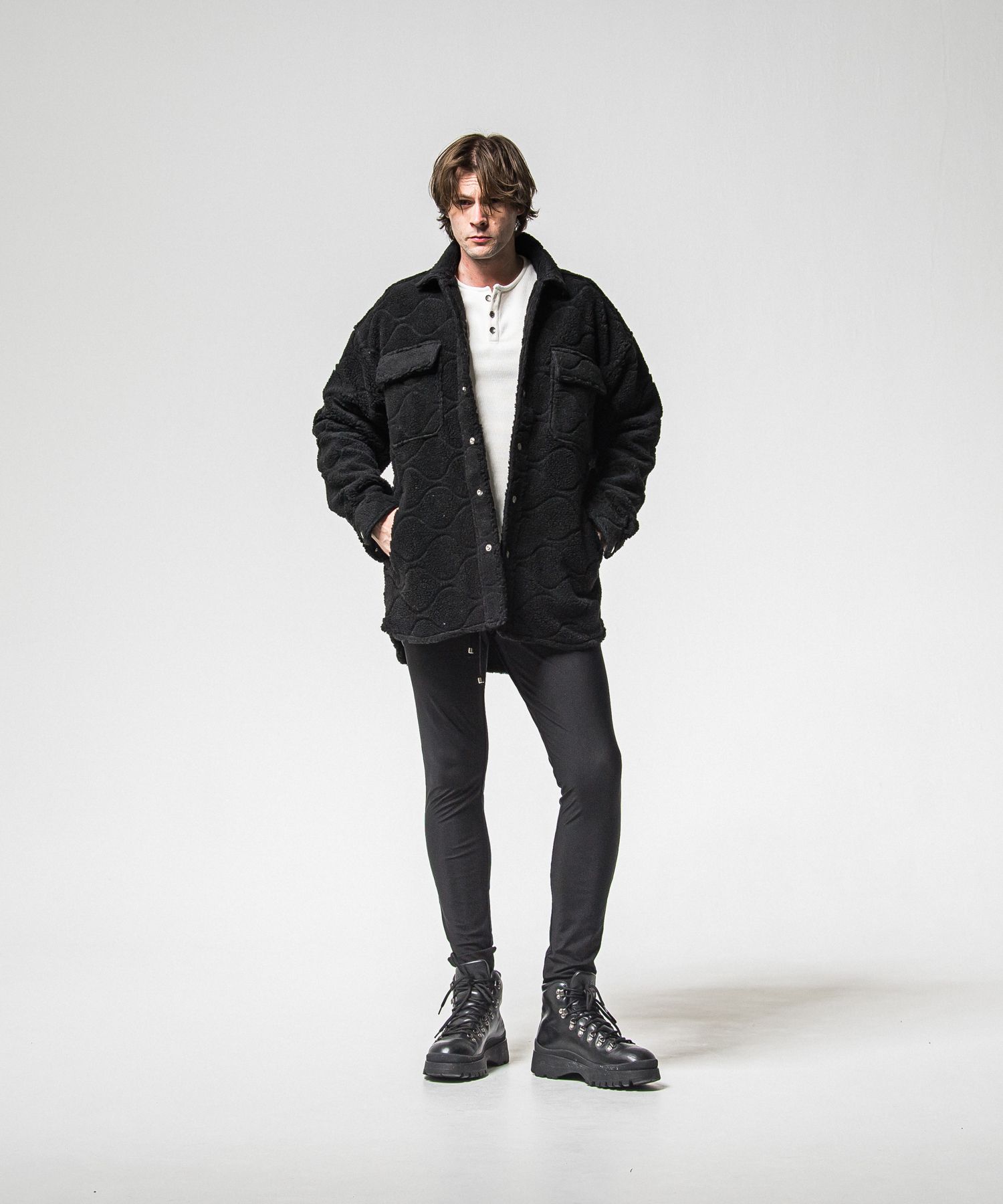 VELOURS FLEECE THERMAL HENRY / RC38-C-003 / 裏起毛サーマルヘンリーネックロングTシャツ / ホワイト (10月中旬入荷予定)