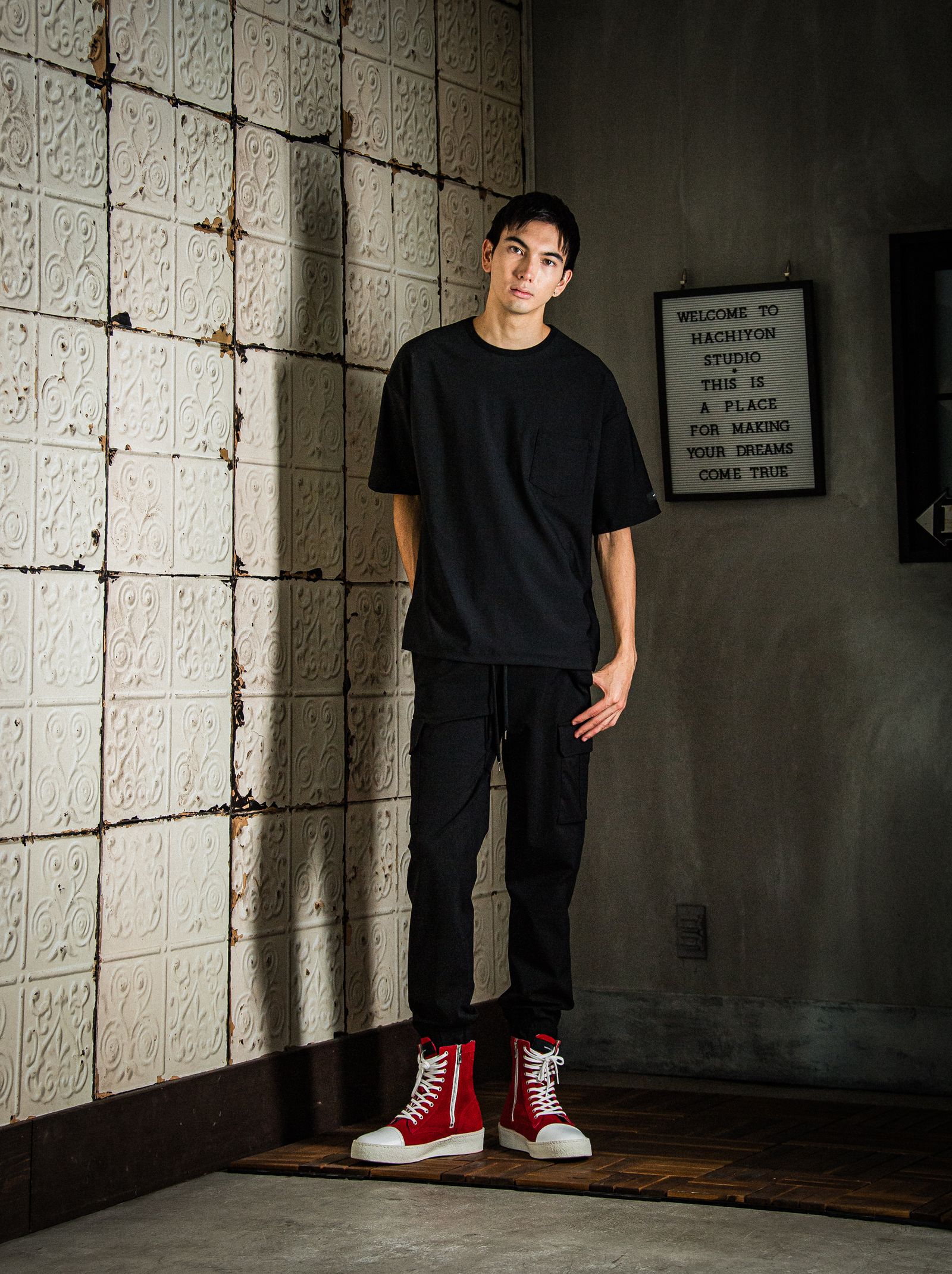 TRICOT POCKET TEE / RC31-T-004 / ジャージポケットビッグTシャツ / ブラック