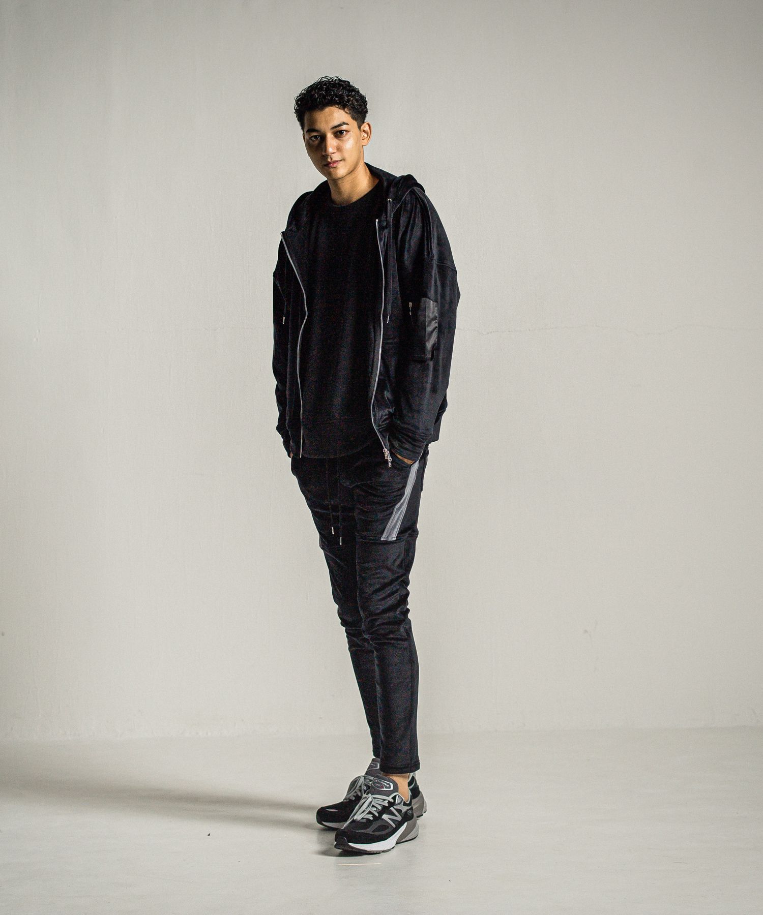 VELOURS TYLER PANTS / RC34-ST-026BH / ベロアフリースラインイージーパンツ / ブラック