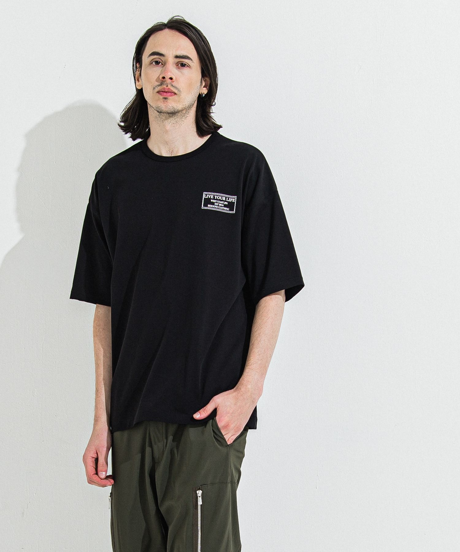 CREW OVER TEE / RC36-T-007 / バックプリントビッグTシャツ / ブラック