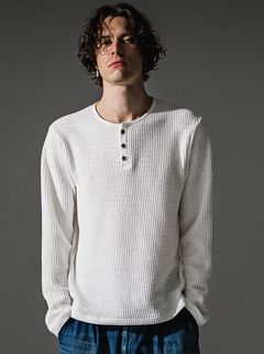 KNT HENRY / RC41-C-001 / コットンニットヘンリーネックロングTシャツ / ホワイト (9月上旬入荷予定)
