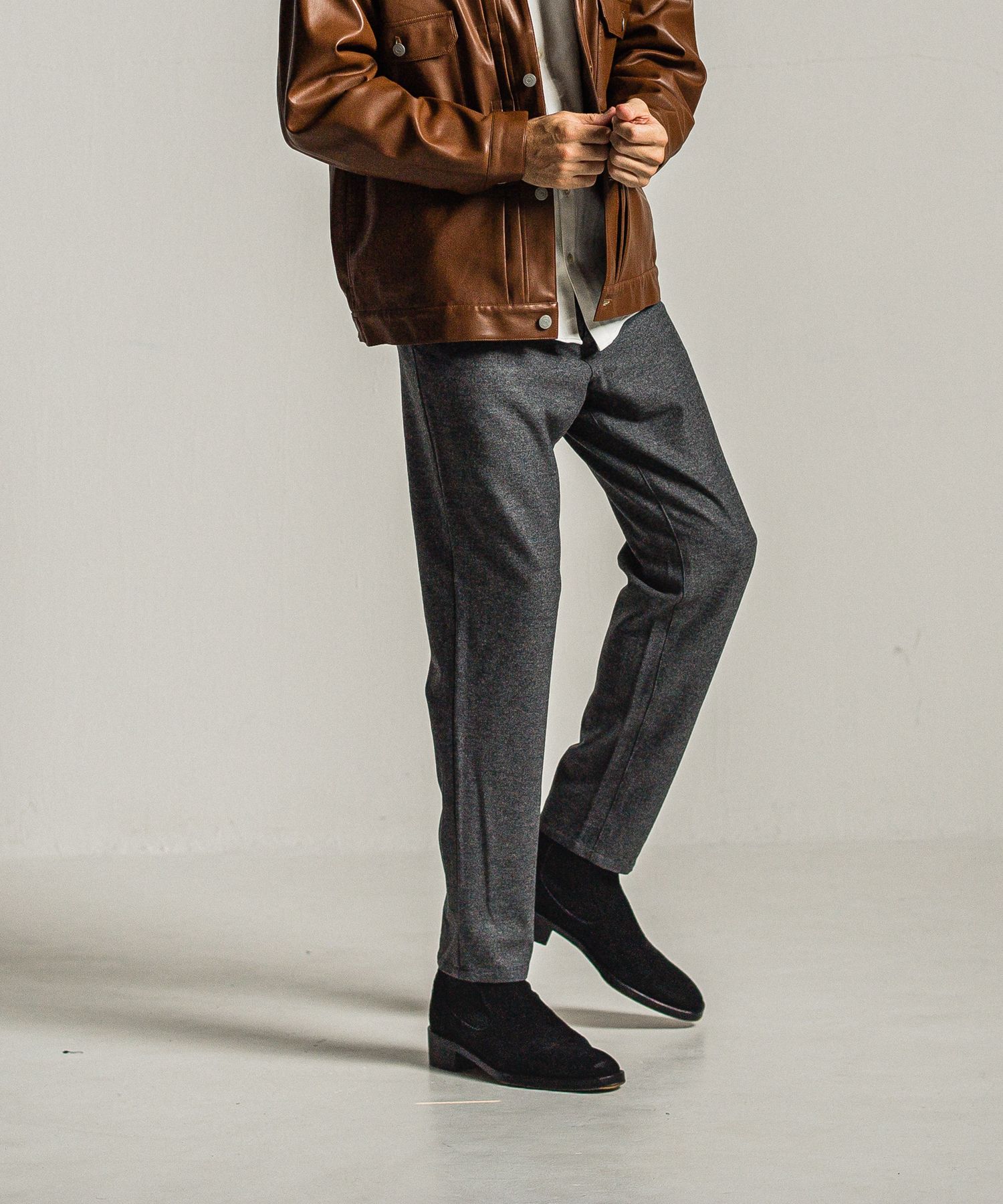 PAT WIDE EASY PANTS / RC34-ST-036 / ワイドテーパードパンツ / グレー