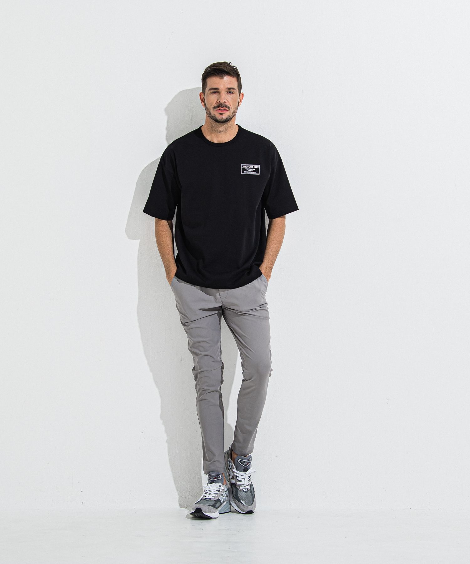 CREW OVER TEE / RC36-T-007 / バックプリントビッグTシャツ / ブラック