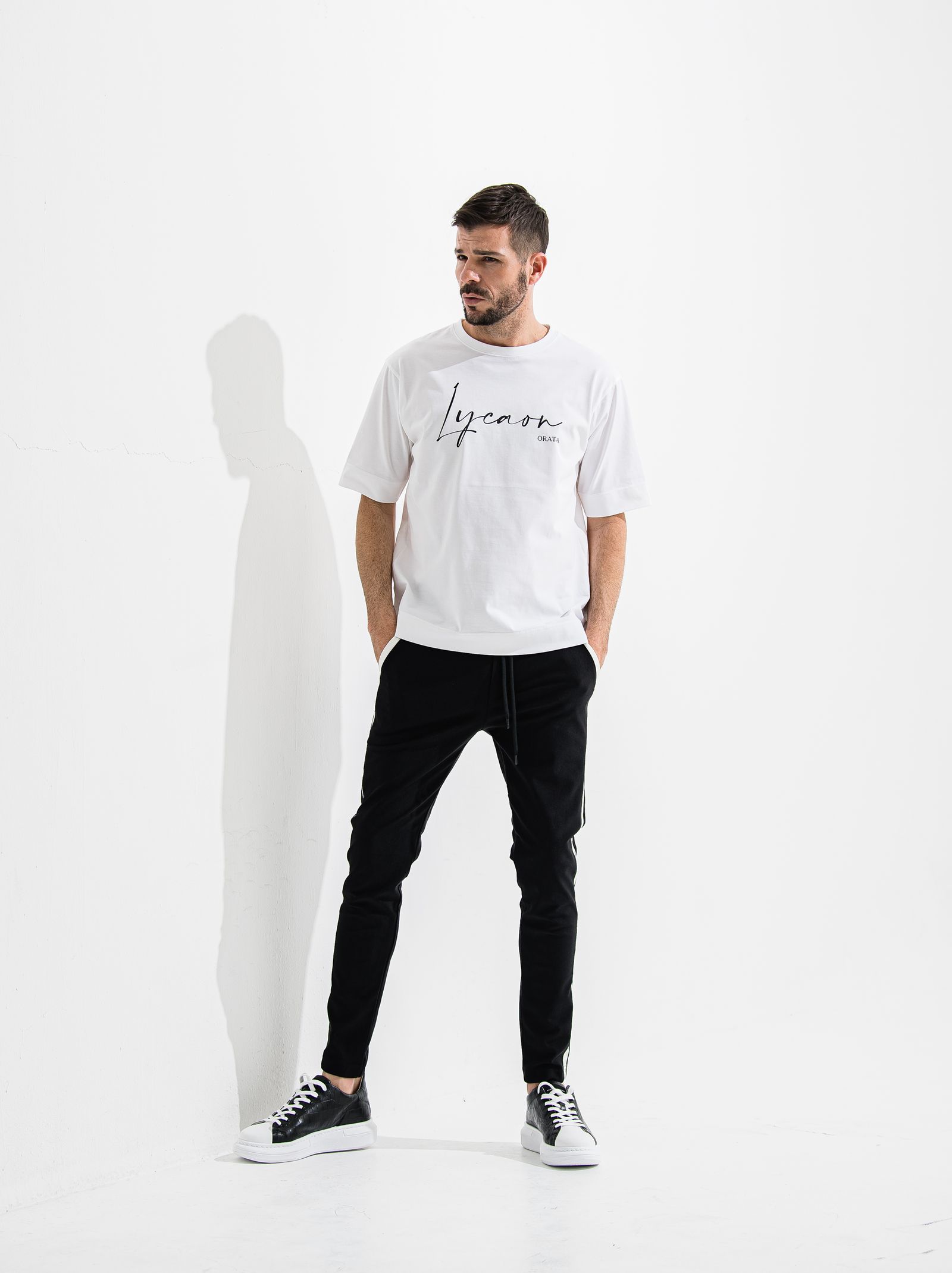 TUXEDO EASY PANTS / OR2-ST-009 / レザーラインイージーパンツ / ブラック×ホワイト (7月中旬入荷予定)