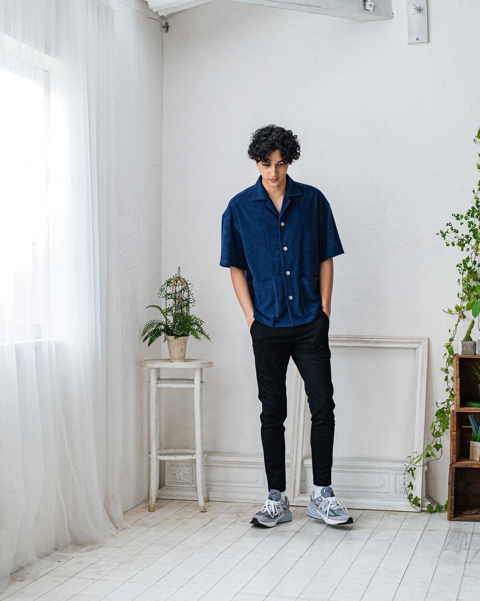 PILE BEACH SHIRTS / RC32-SH-002 / パイル半袖シャツ / ネイビー