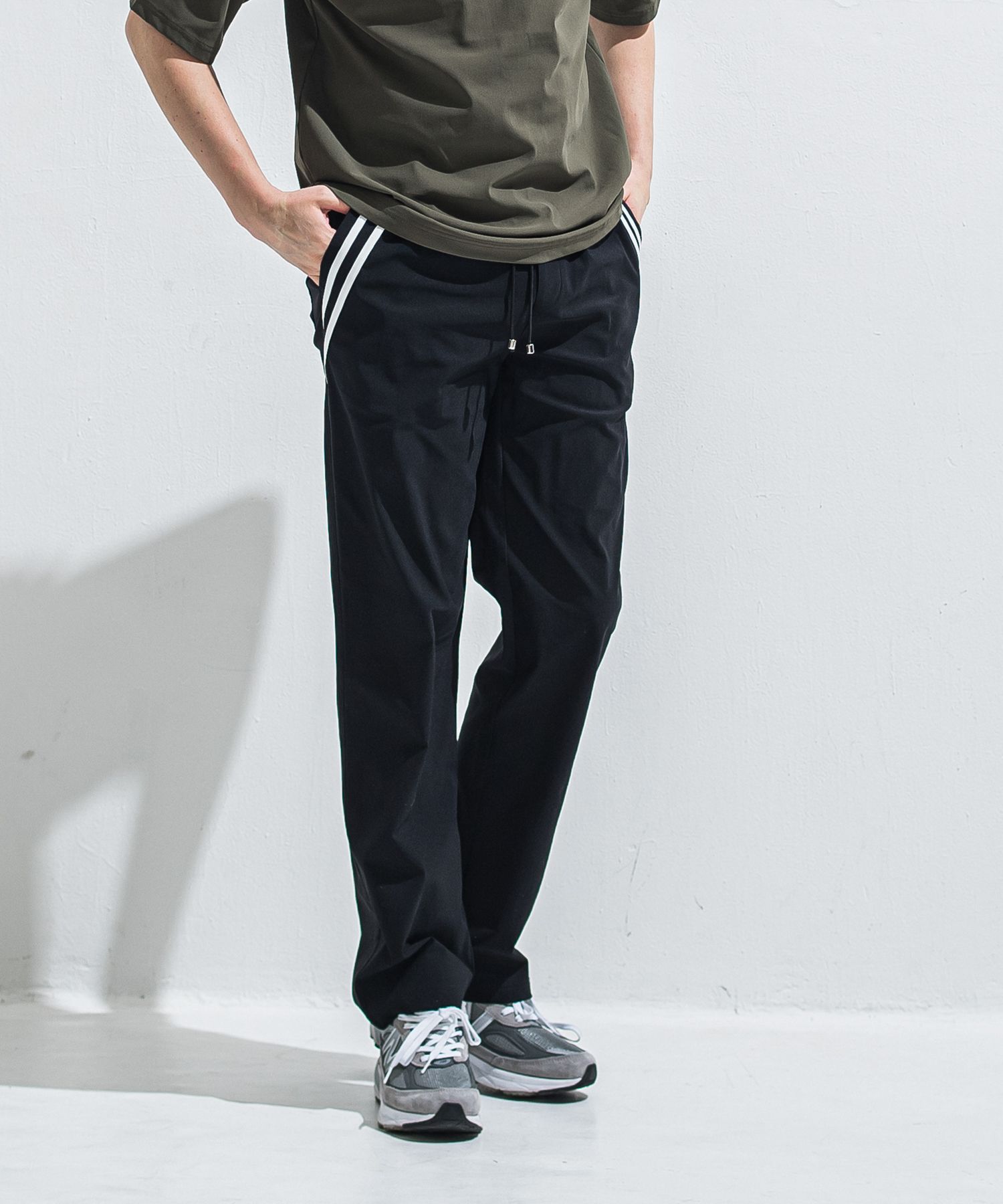 EDGE NYLON SEMI WIDE PT / RC40-ST-014WT / エッジナイロンセミワイドラインパンツ / ブラック×ホワイト (4月下旬入荷予定)