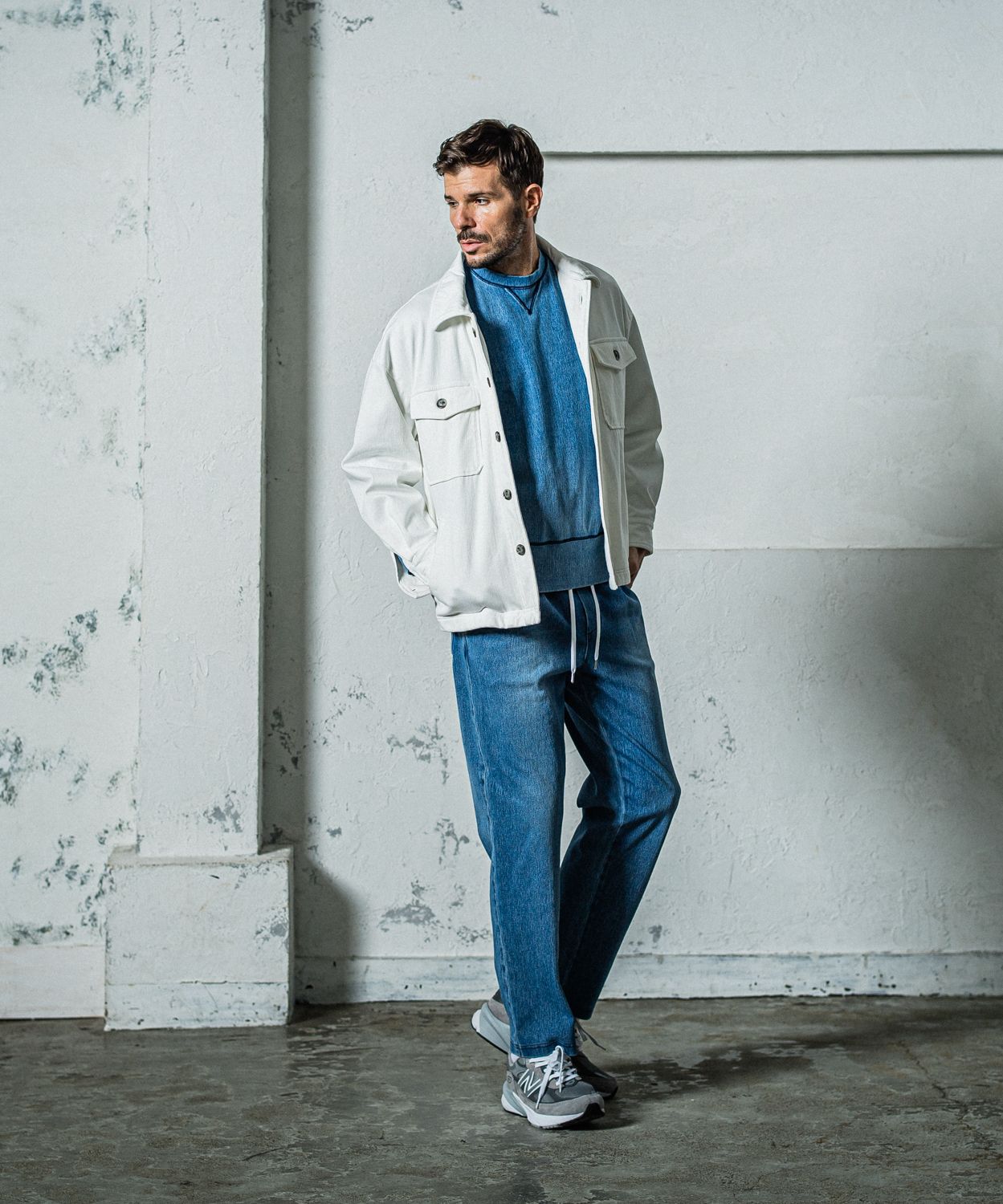 DENIM JERSEY OVER CPO / RC35-JK-002 / デニムジャージCPOジャケット / ホワイト