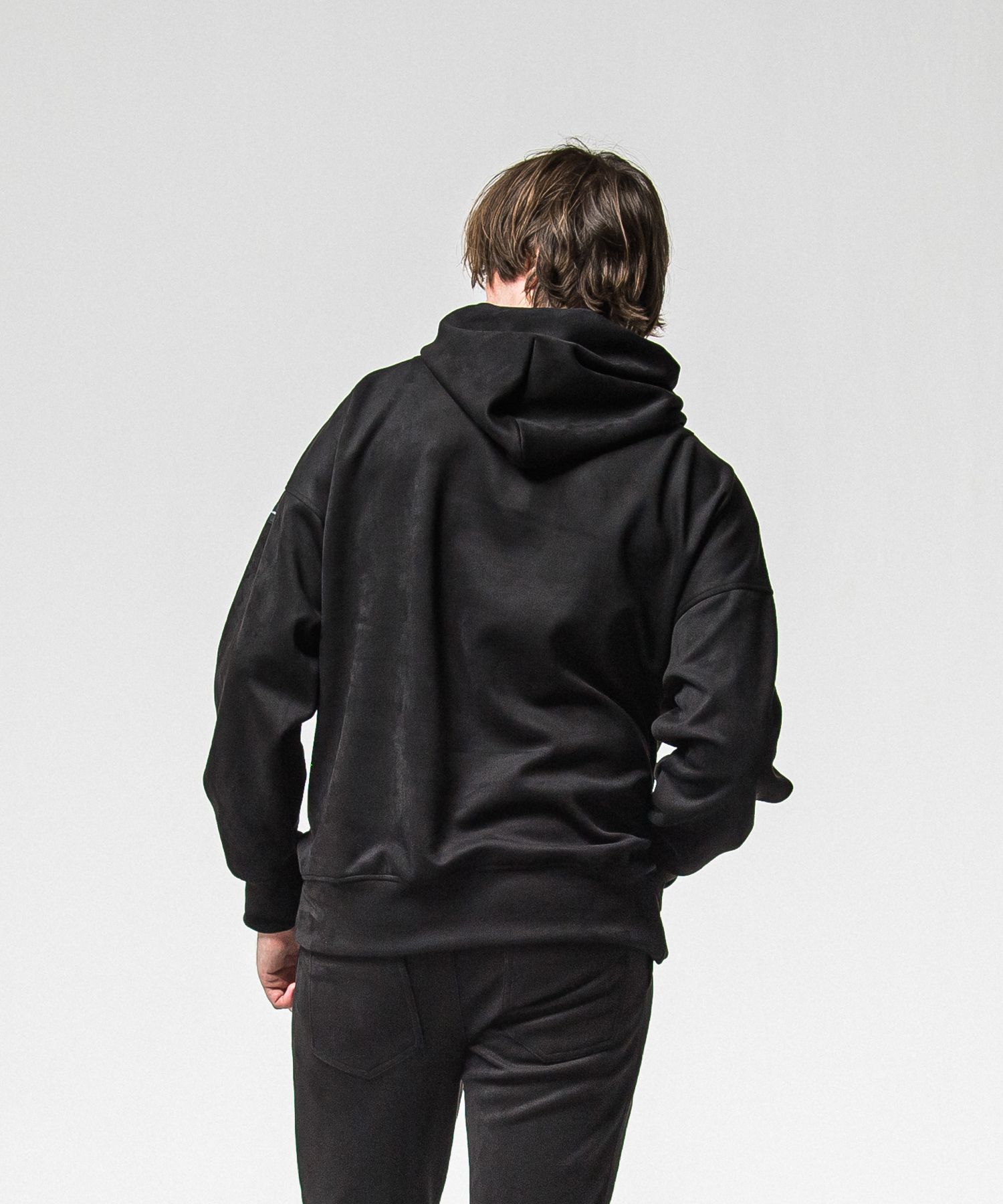 SUEDE LOOSE HOODIE / RC38-C-006 / スエードパーカー / ブラック (1月上旬入荷予定)