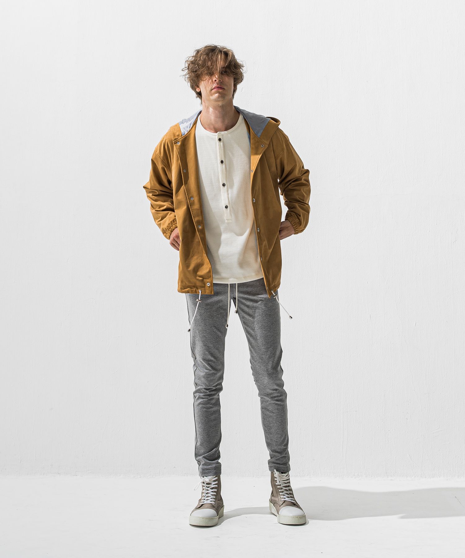 SUEDE COACH HOODIE / RC42-JK-003 / スエードコーチパーカー / ベージュ (12月中旬入荷予定)