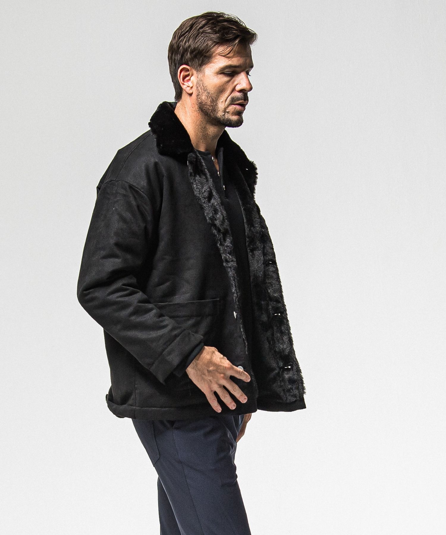 SUEDE FUR CAVER ALL / RC38-JK-003 / スエードファーカバーオール / ブラック (11月中旬入荷予定)