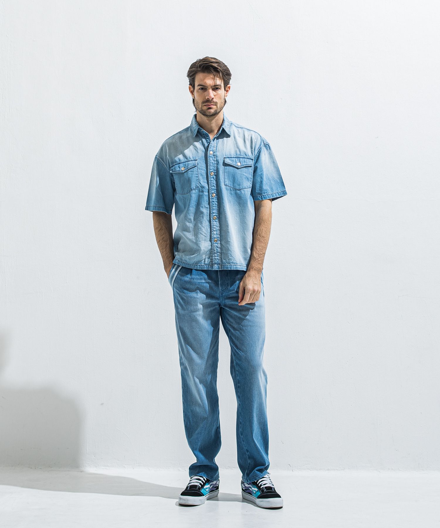 EDGE DENIM SEMI WIDE PT / RC40-ST-014WTD / デニムジャージセミワイドラインパンツ / ライトインディゴ (5月中旬入荷予定)