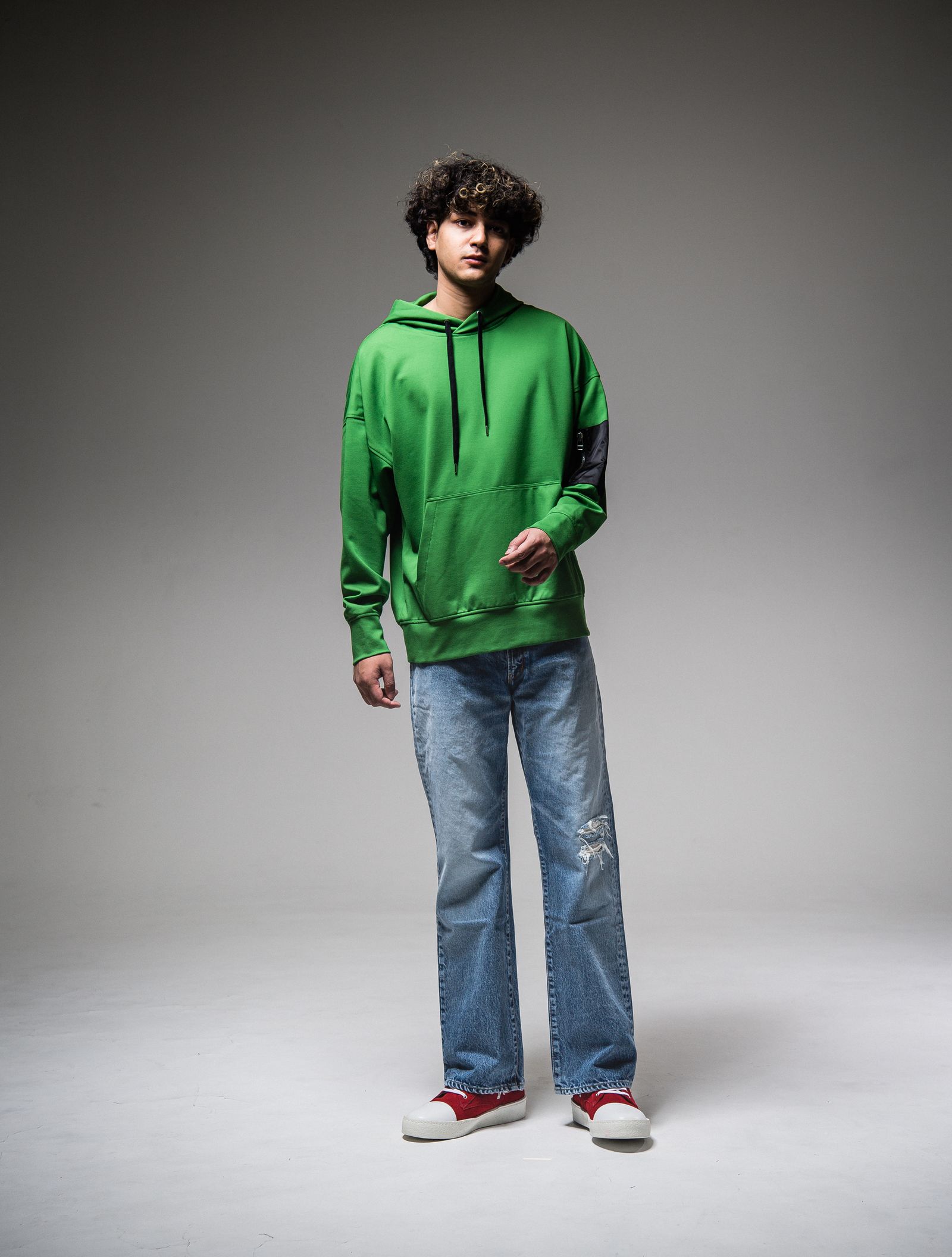 MILITARY POCKET LOOSE HOODIE / RC25-C-005 / ミリタリーポケットパーカー / グリーン