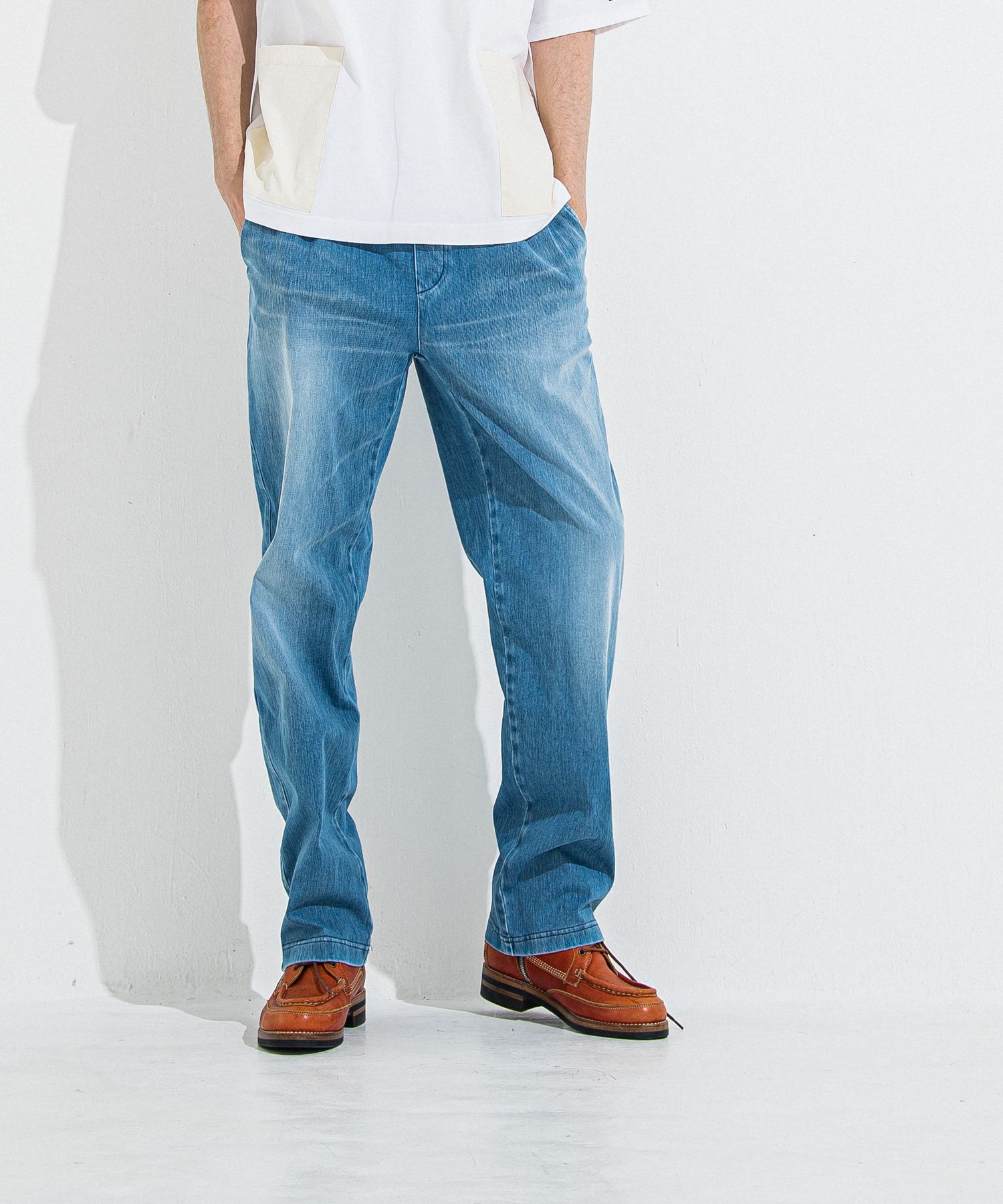 DENIM JERSEY WIDE PT / RC36-ST-016WTD / ライトオンスデニムジャージワイドパンツ / ライトインディゴ