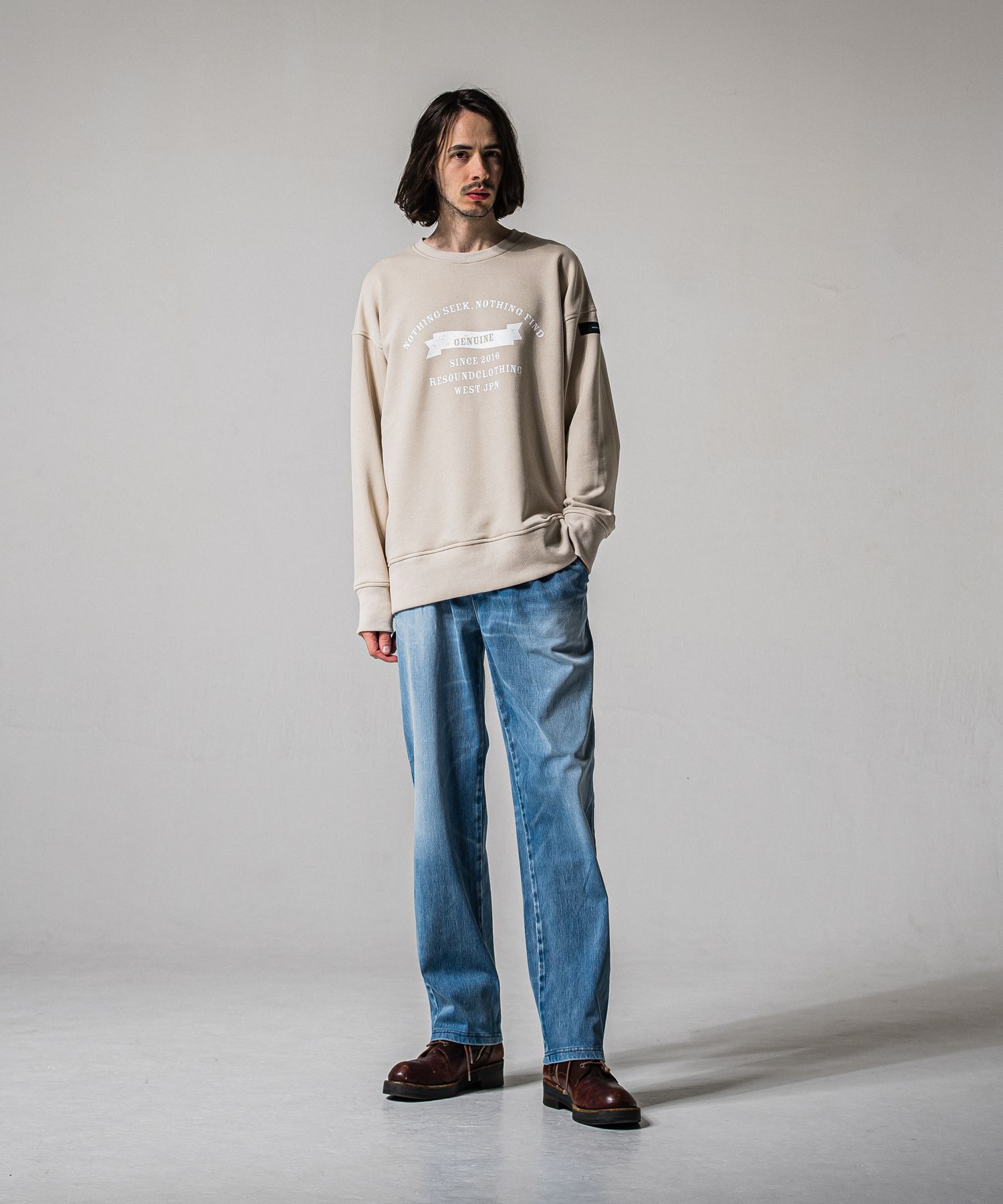 DENIM JERSEY WIDE PT / RC39-ST-016WTD / ライトオンスデニムジャージ ワイドパンツ / ライトインディゴ (2月中旬入荷予定)