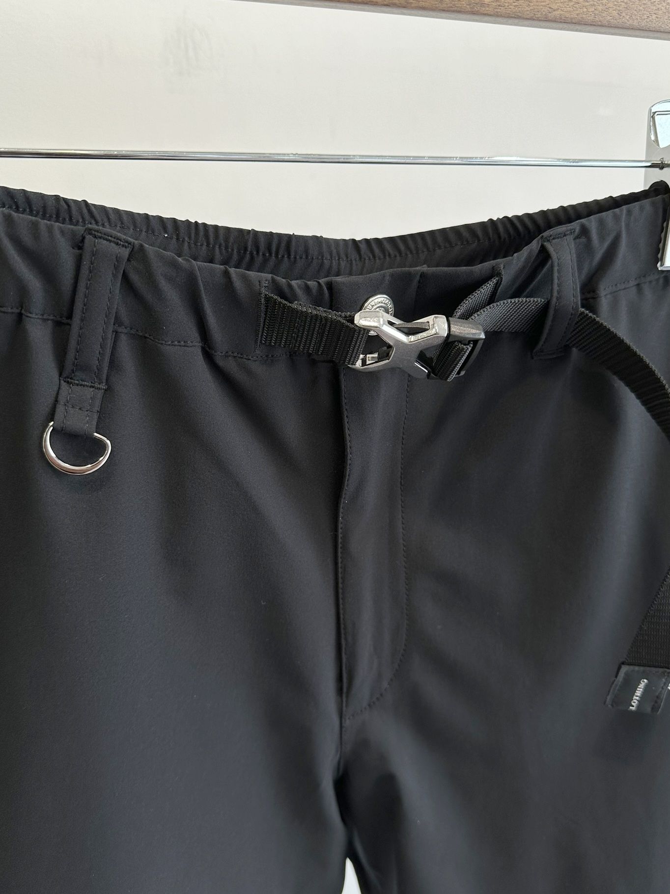 PAT WIDE EASY PANTS / RC31-ST-036 / ベルト付きテーパードワイドパンツ / ナイロンブラック