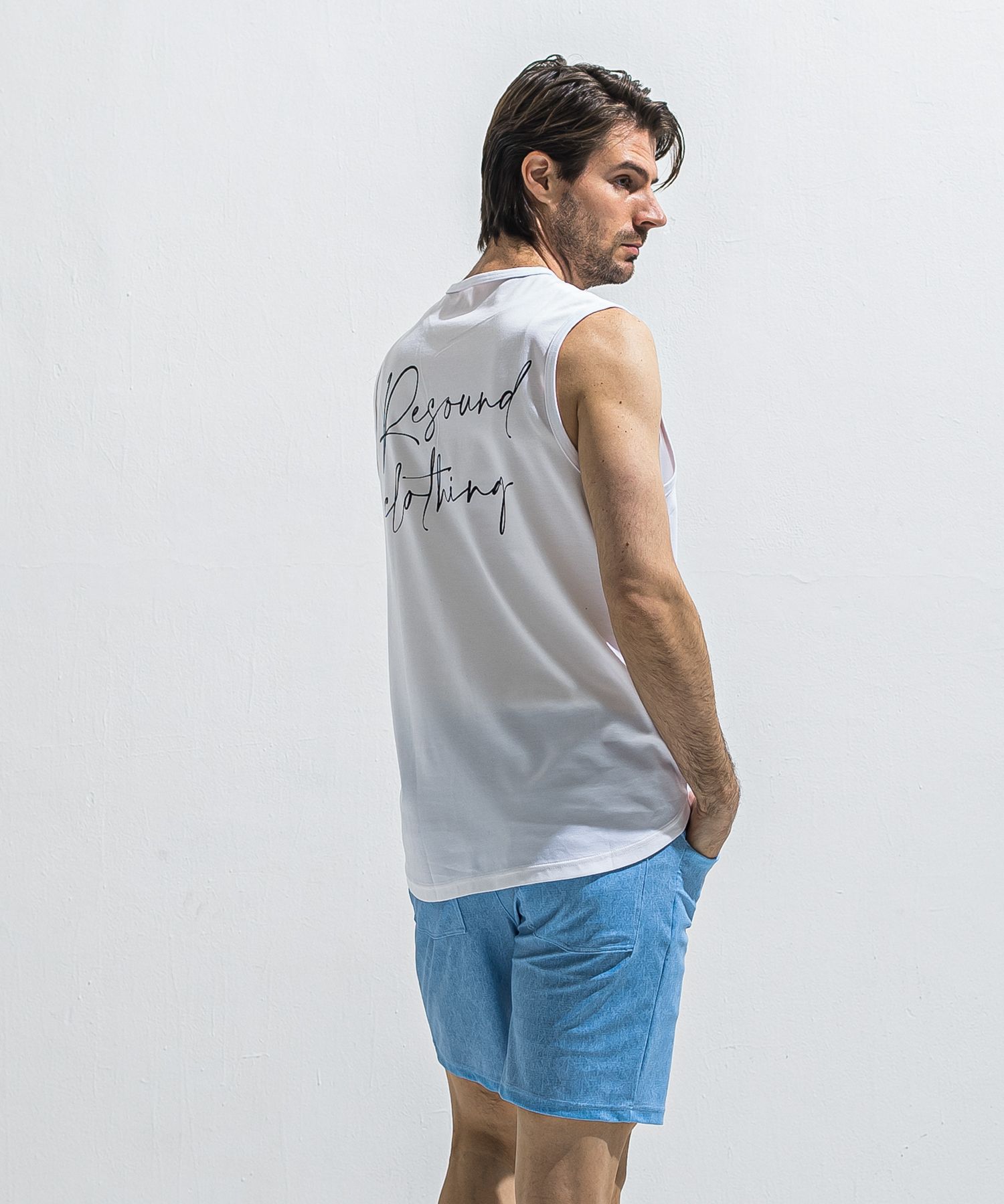 OVER NO SLEEVE / RC40-T-010 / バックロゴメッシュノースリーブ / ホワイト (6月上旬入荷予定)