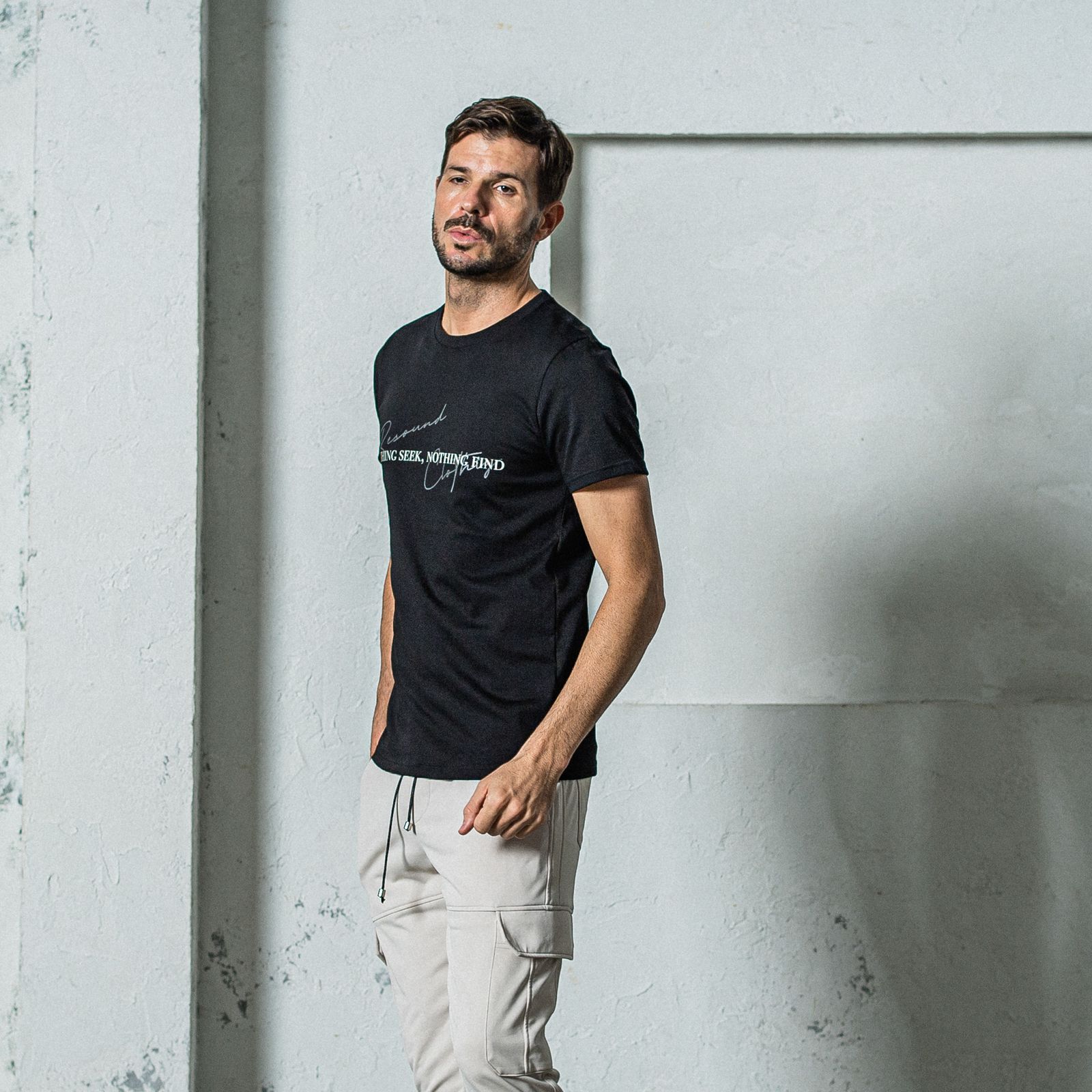 NSNF BASIC TEE / RC35-T-003 / メッセージロゴジャストTシャツ / ブラック