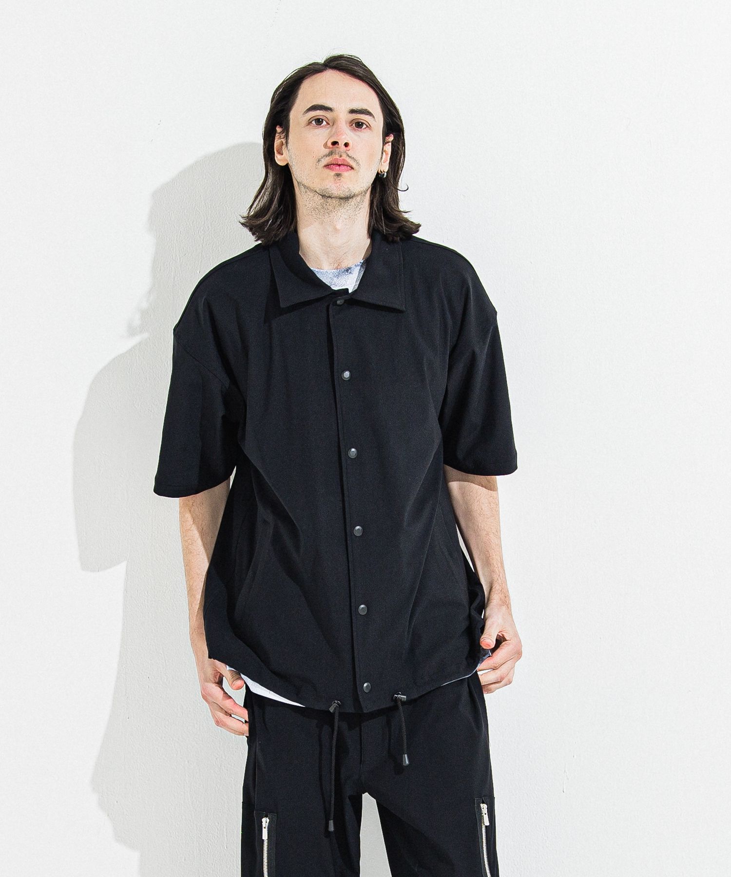 NYLON HALF COACH JACKET / RC36-C-002 / 半袖ナイロンコーチジャケット / ブラック