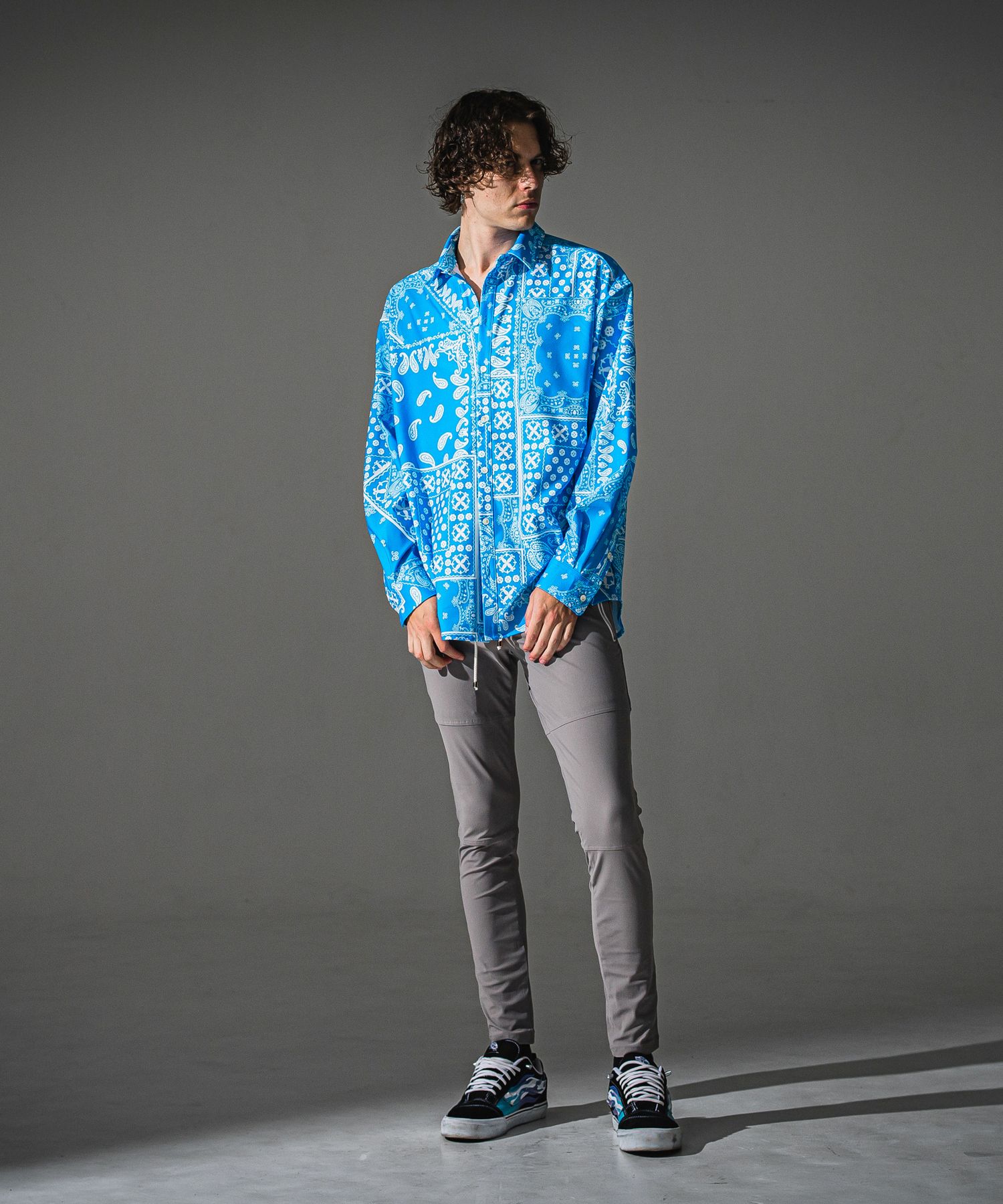 JOHNSON LINE NYLON PT / BASIC-ST-009 / ジョンソンラインナイロンパンツ / グレー×シルバー (7月下旬入荷予定)