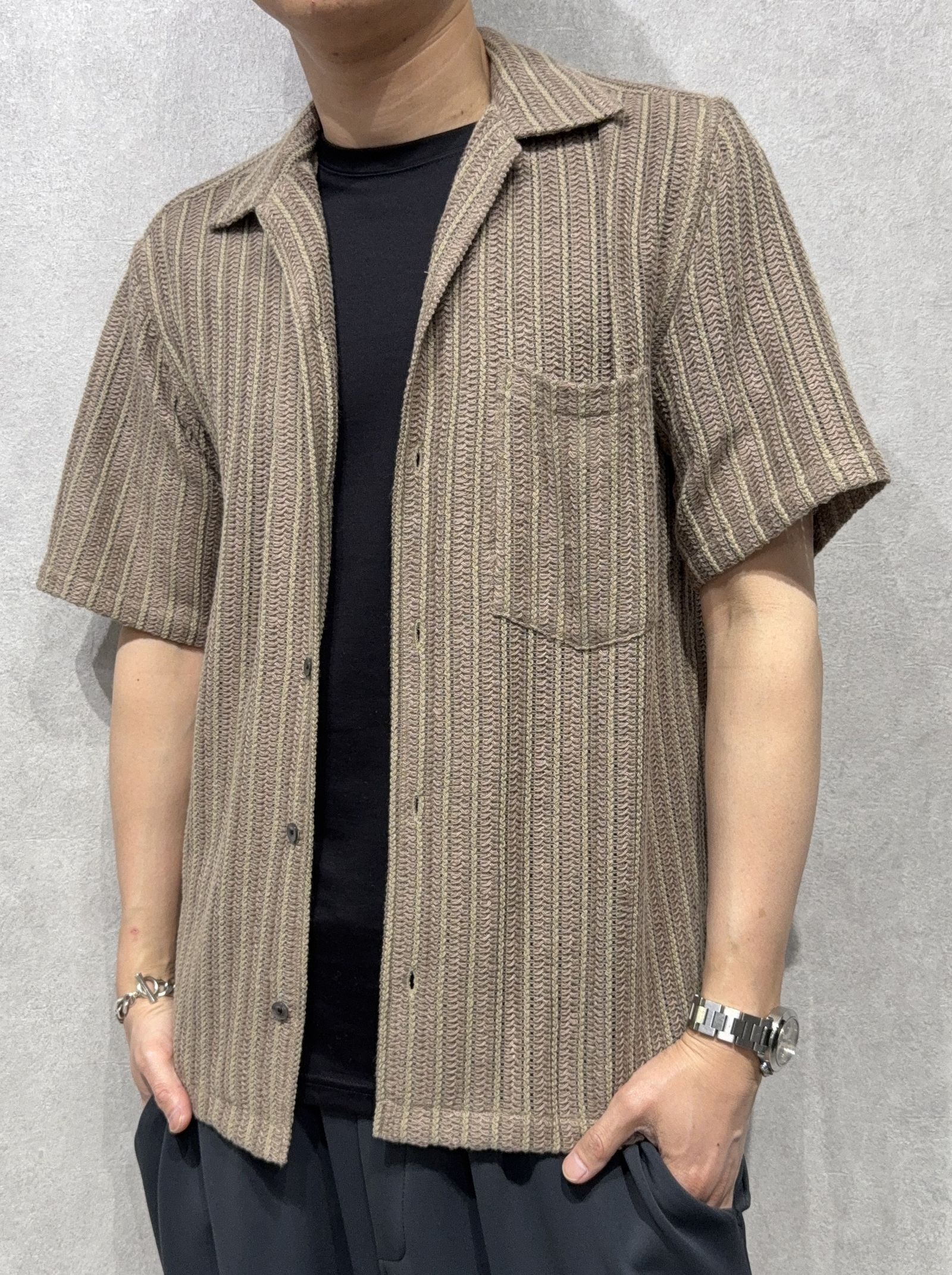 RUSSEL SHIRTS / DP1-SH-004 / ラッセル織り半袖シャツ / ブラウン