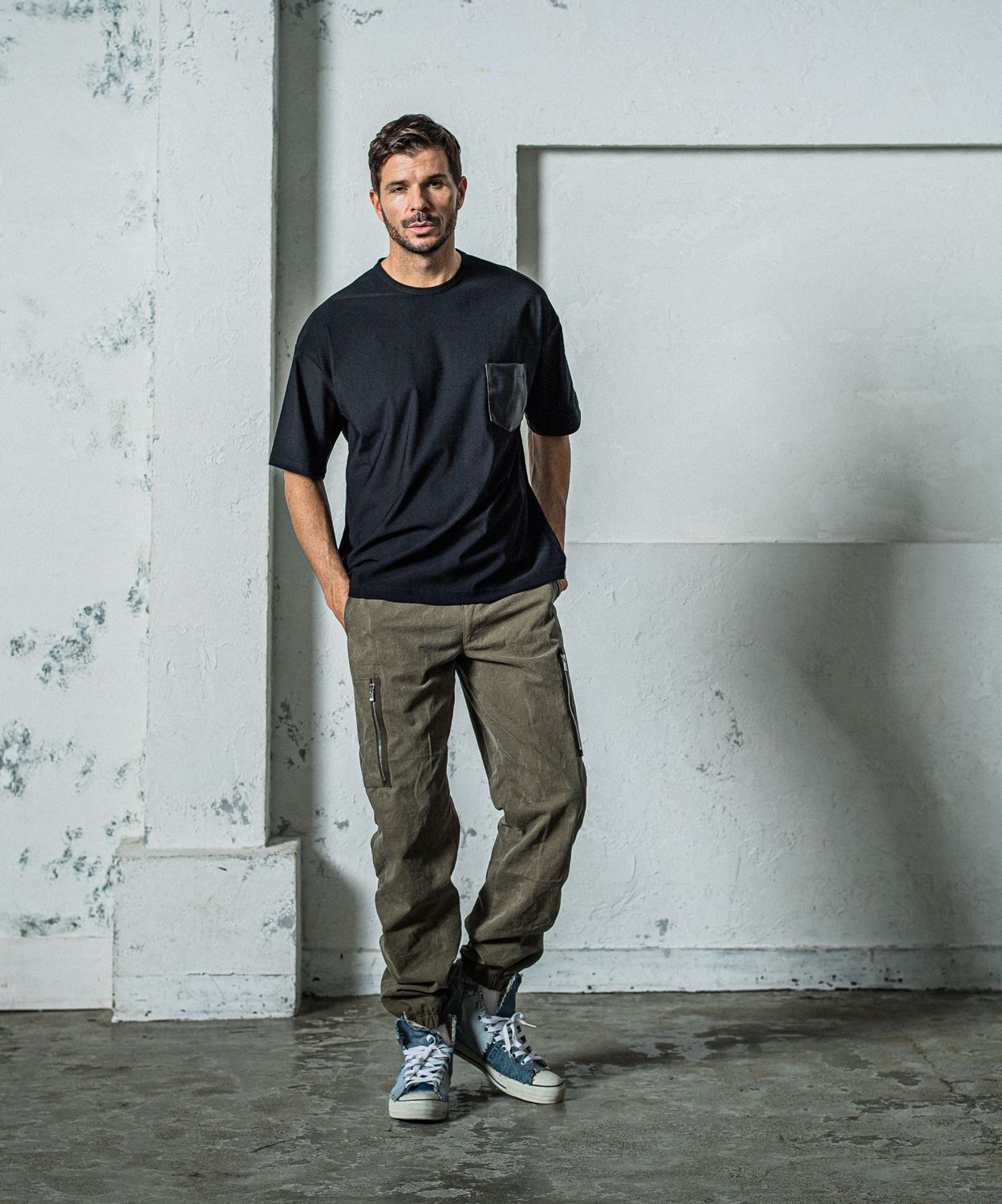 DAVID CARGO PANTS / RC35-ST-040 / ミリタリー裾ゴムカーゴパンツ / ヴィンテージカーキ