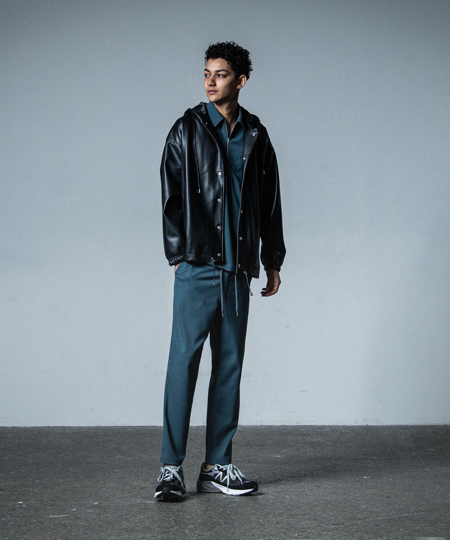 COACH HOODIE / RC33-JK-009 / レザーコーチパーカー / ブラック