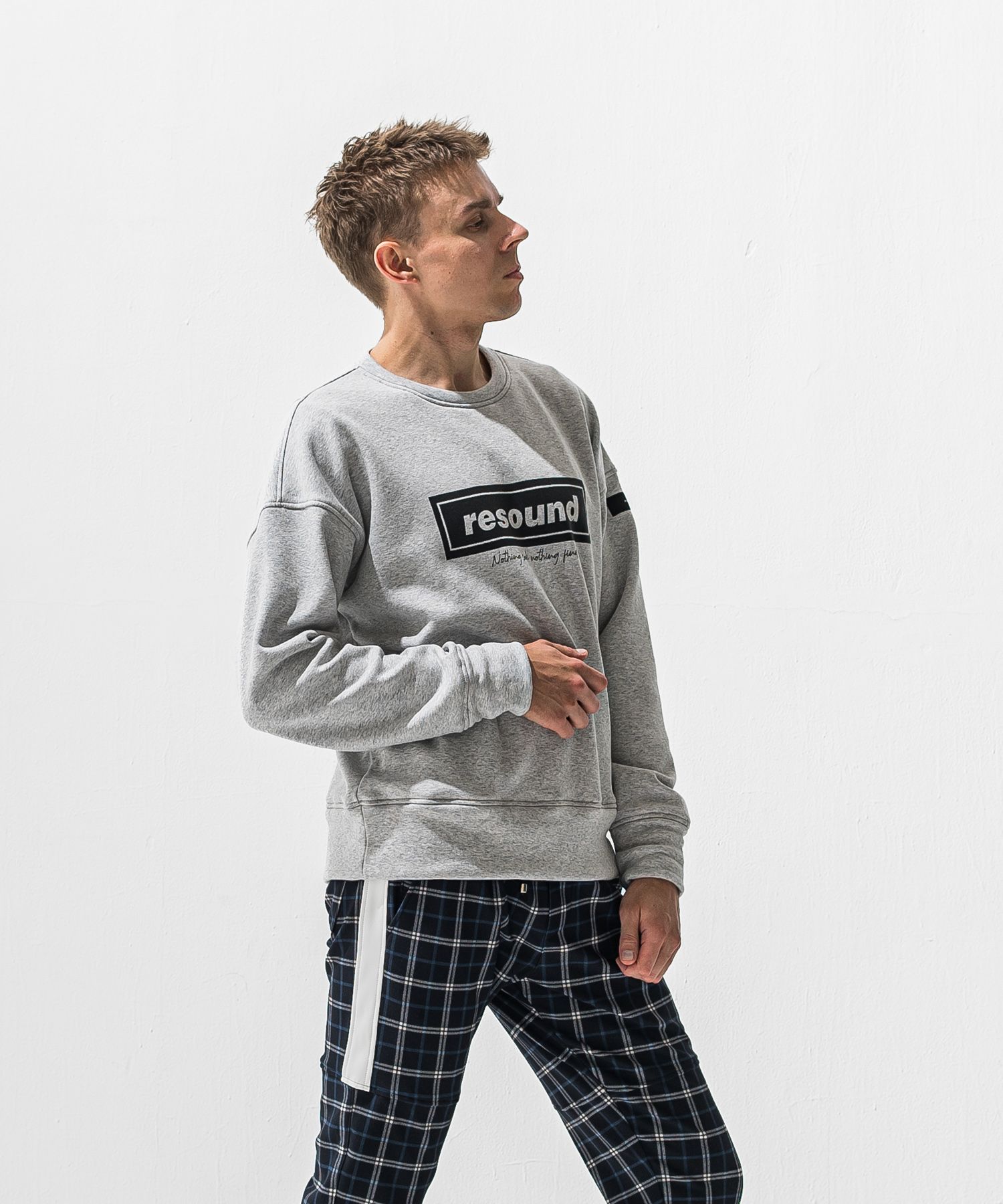 BOX VELOURS FLEECE DROP TRAINER / RC42-C-007 / 裏起毛ボックスロゴトレーナー / グレー (11月上旬入荷予定)