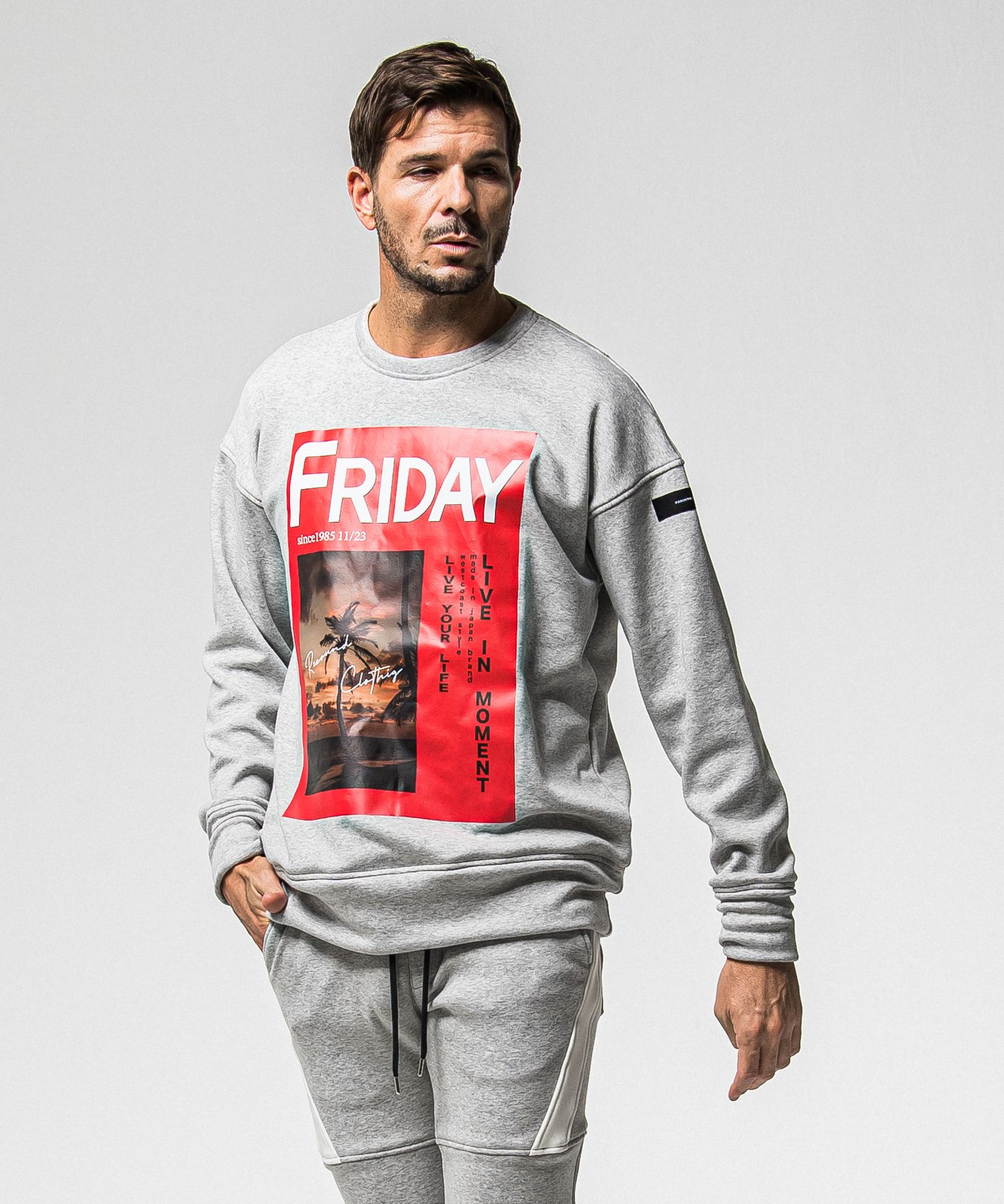 【FRIDAYコラボ】 FRIDAY OLD COVER VELOURS FLEECE TRAINER / RCF1-C-002 / 裏起毛FRIDAYオールドカバートレーナー / グレー (11月上旬入荷予定)