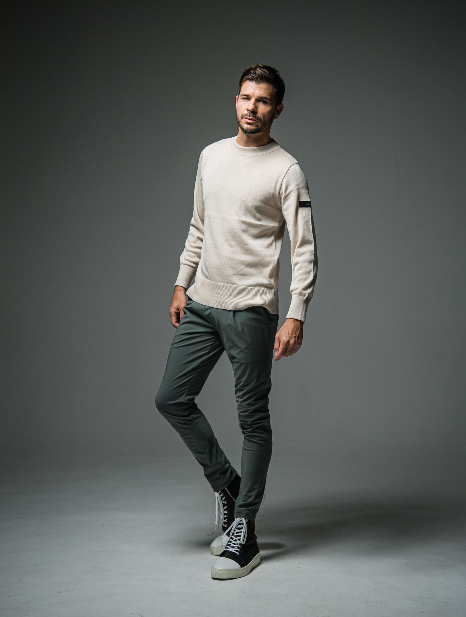 SILK KNT LONG SLEEVE / RC29-K-001 / 無地コットンニット / ベージュ