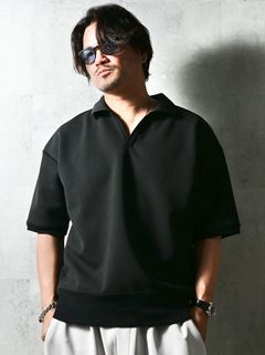 BLISTER POLO / DP1-T-005 / ブリスターニットスキッパーポロ / ブラック (4月上旬入荷予定)
