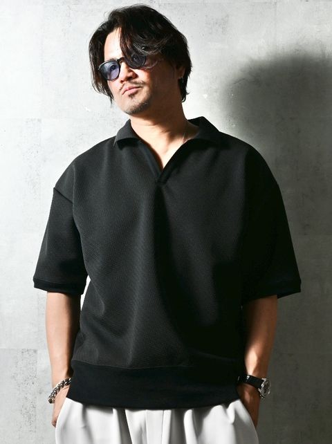 BLISTER POLO / DP1-T-005 / ブリスターニットスキッパーポロ / ブラック (4月上旬入荷予定)