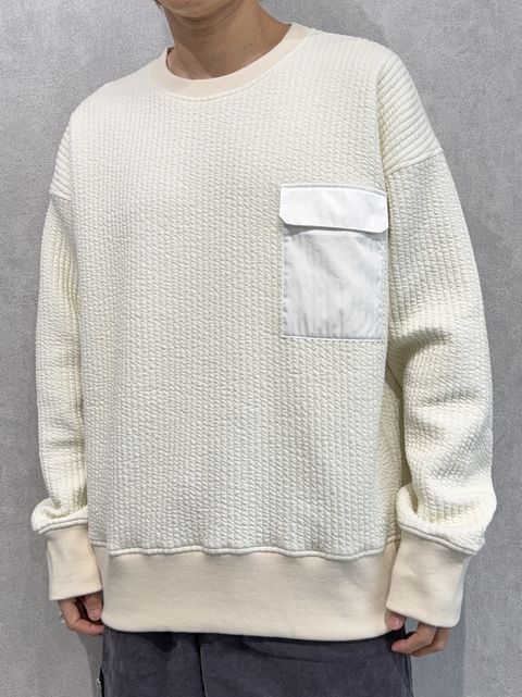 STRIPE QUILTING DROP TRAINER / RC37-C-003 / ストライプキルティングトレーナー / オフホワイト