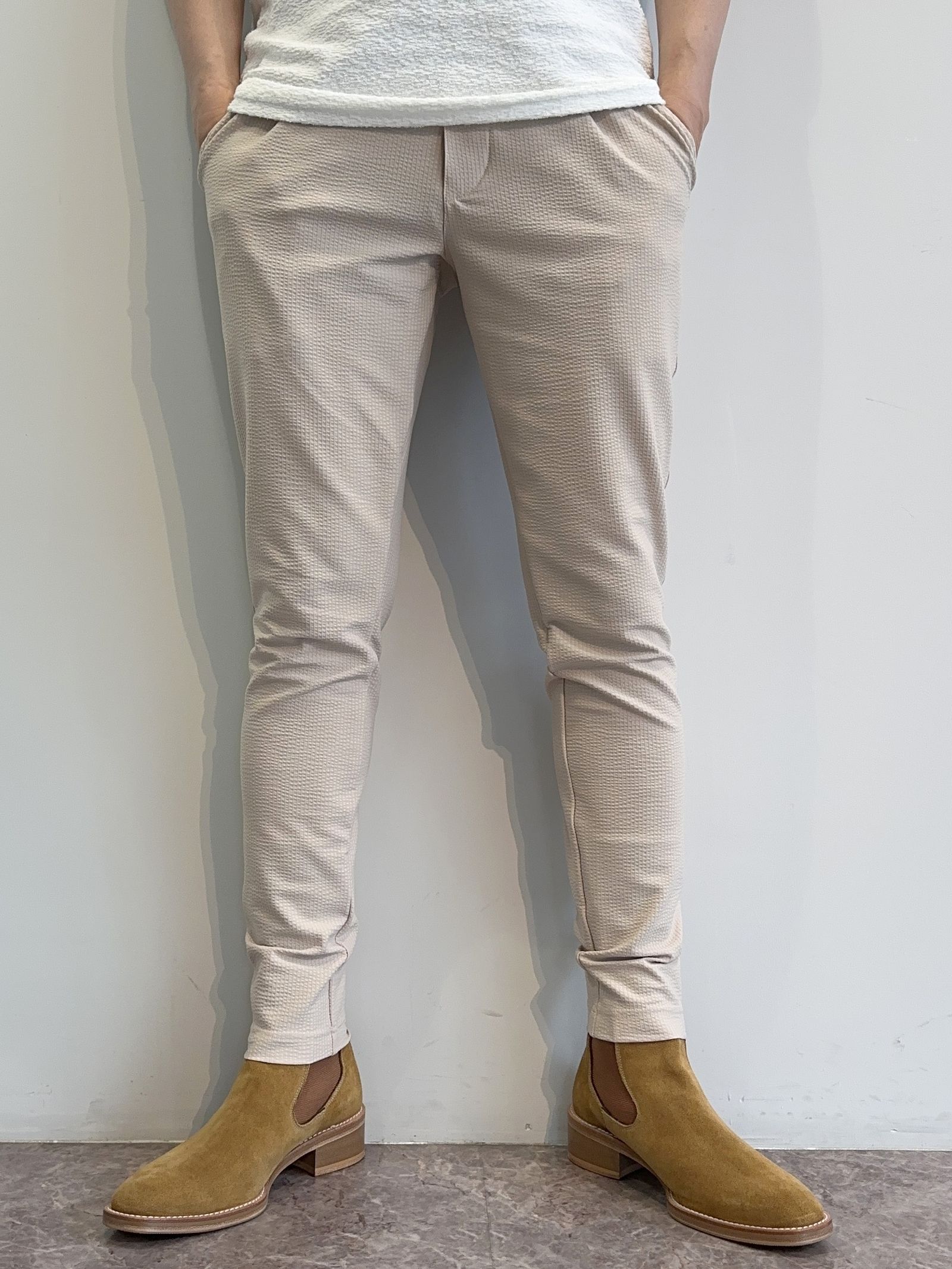 CHRIS EASY TUCK PANTS / RC27-ST-016T / シアサッカーイージータックパンツ / ベージュ