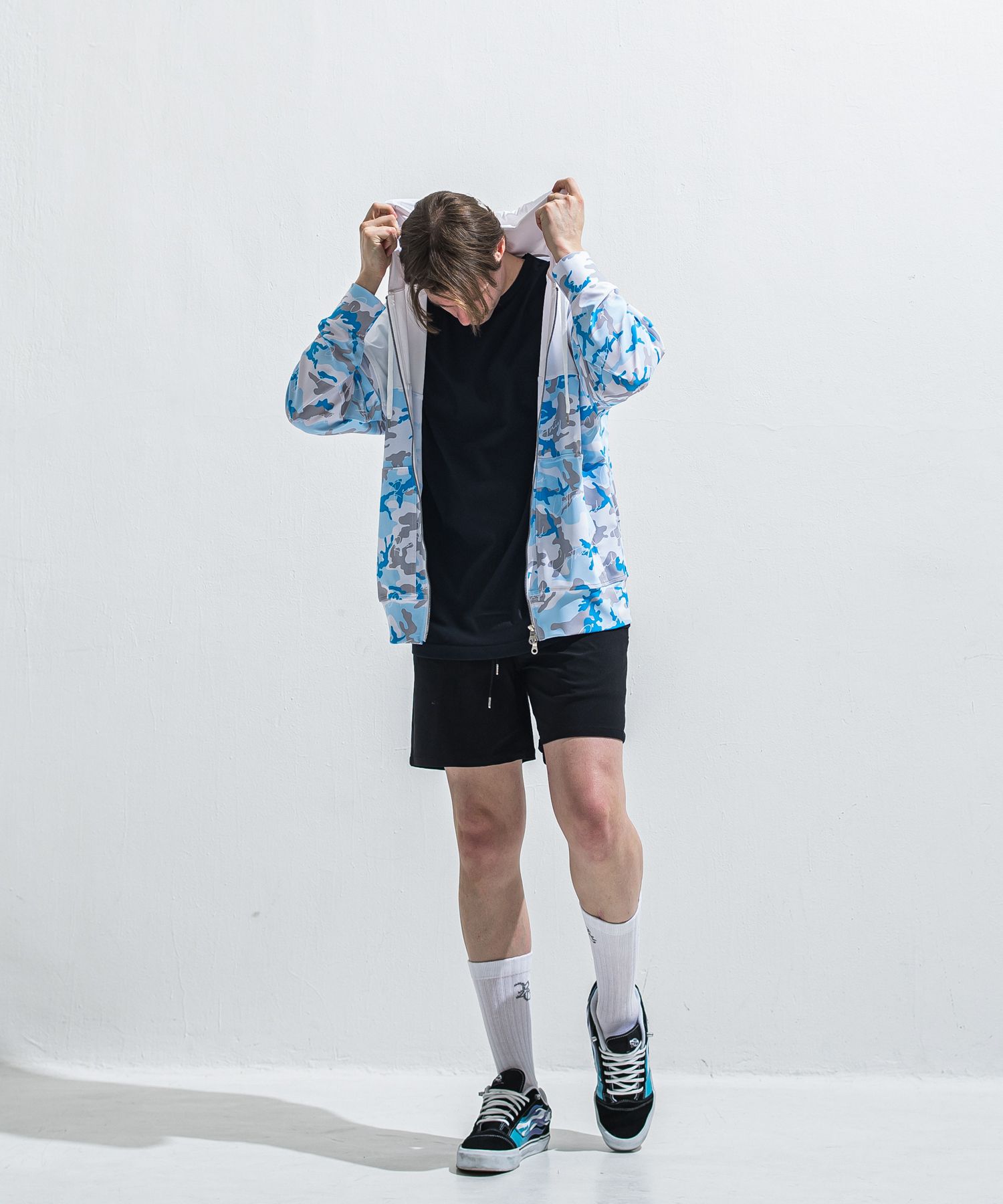 RUSH OVER ZIPUP HOODIE / RC40-C-001 / ラッシュガードパーカー / カモフラサックス (5月下旬入荷予定)