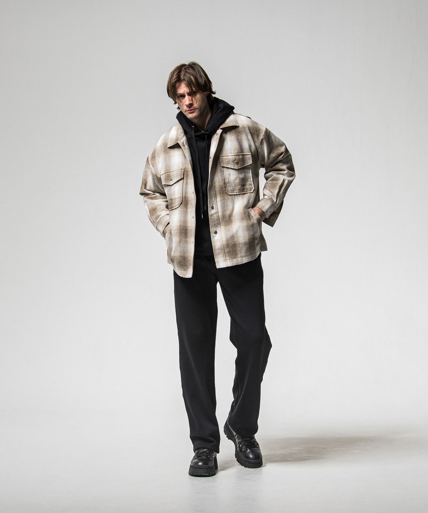 FLANNEL CHECK JK / RC38-JK-007 / フランネルチェックCPOジャケット / ブラウン (10月中旬入荷予定)